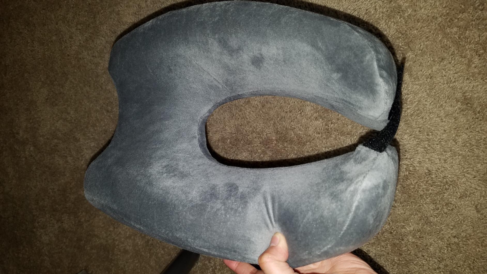 TRAVELREST Nest Neck Support Pillow - Travel Essentials, Memory Foam, Compact Travel Pillow for Long Flights, Plane Sleeping Accessories, Comfortable, Compact, Washable, Attaches to Luggage - Gray customer photo 2