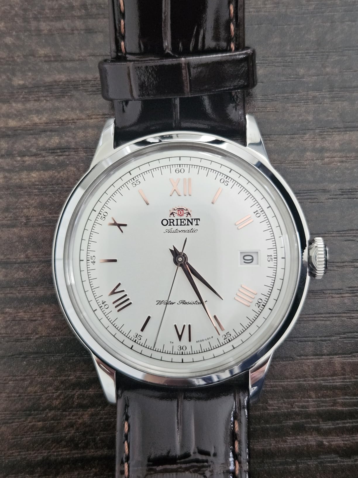 Orient Men's '2nd Gen. Bambino Ver. 2' Japanese Automatic Stainless Steel and Leather Dress Watch customer photo 2