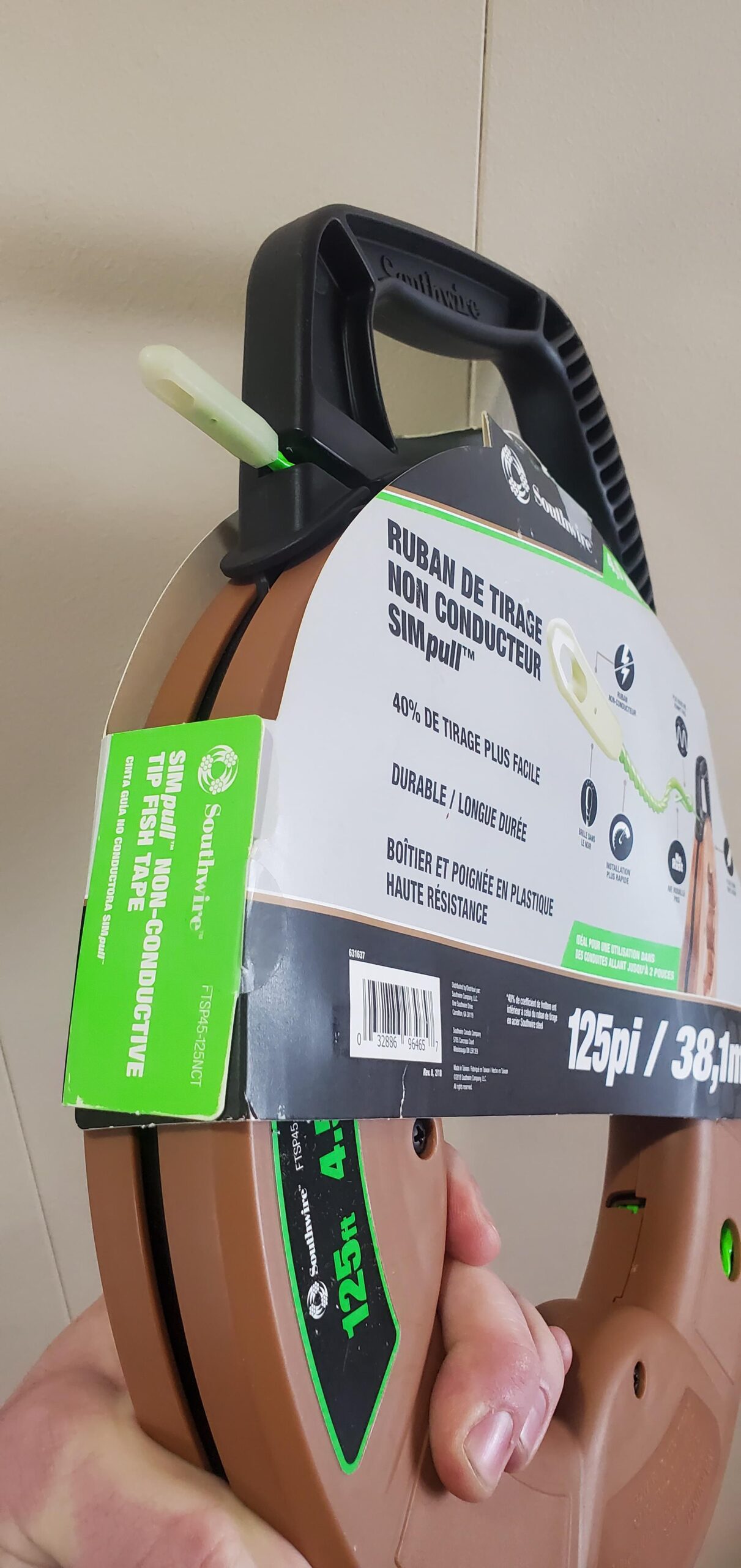 Southwire Non-Conductive Fish Tape - Ensures Safe Pulls in Live Conduit - Spiral Extruded Polymer - Low Friction - Rust Resistant - Flexible Design - 125 ft x 4.5 mm customer photo 6