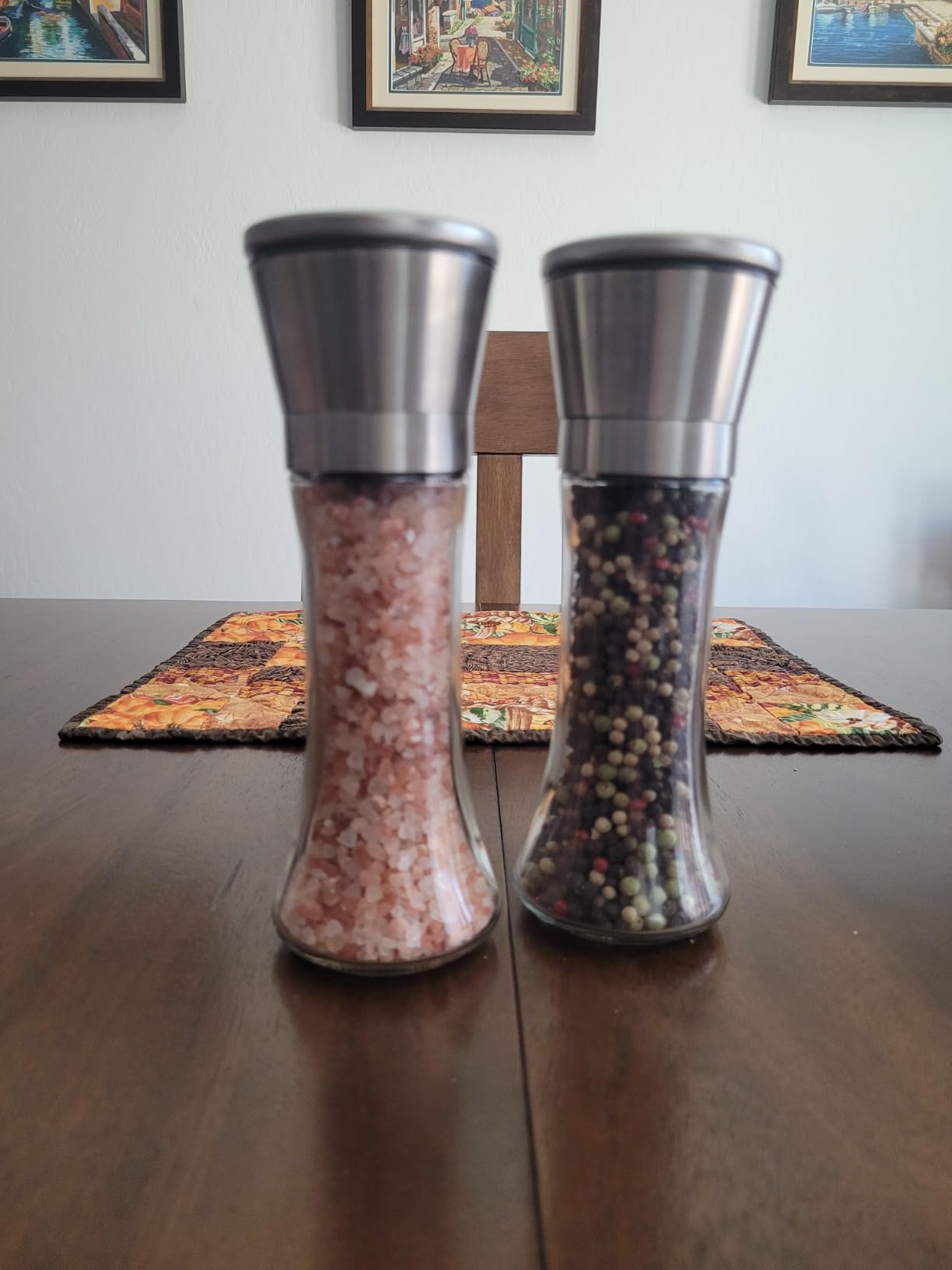 Willow & Everett Salt & Pepper Grinder Set with Stand - Stainless Steel Manual Mills & Holder with Adjustable Coarseness, Refillable Design for Peppercorns & Rock Salt Sold Separately customer photo 1