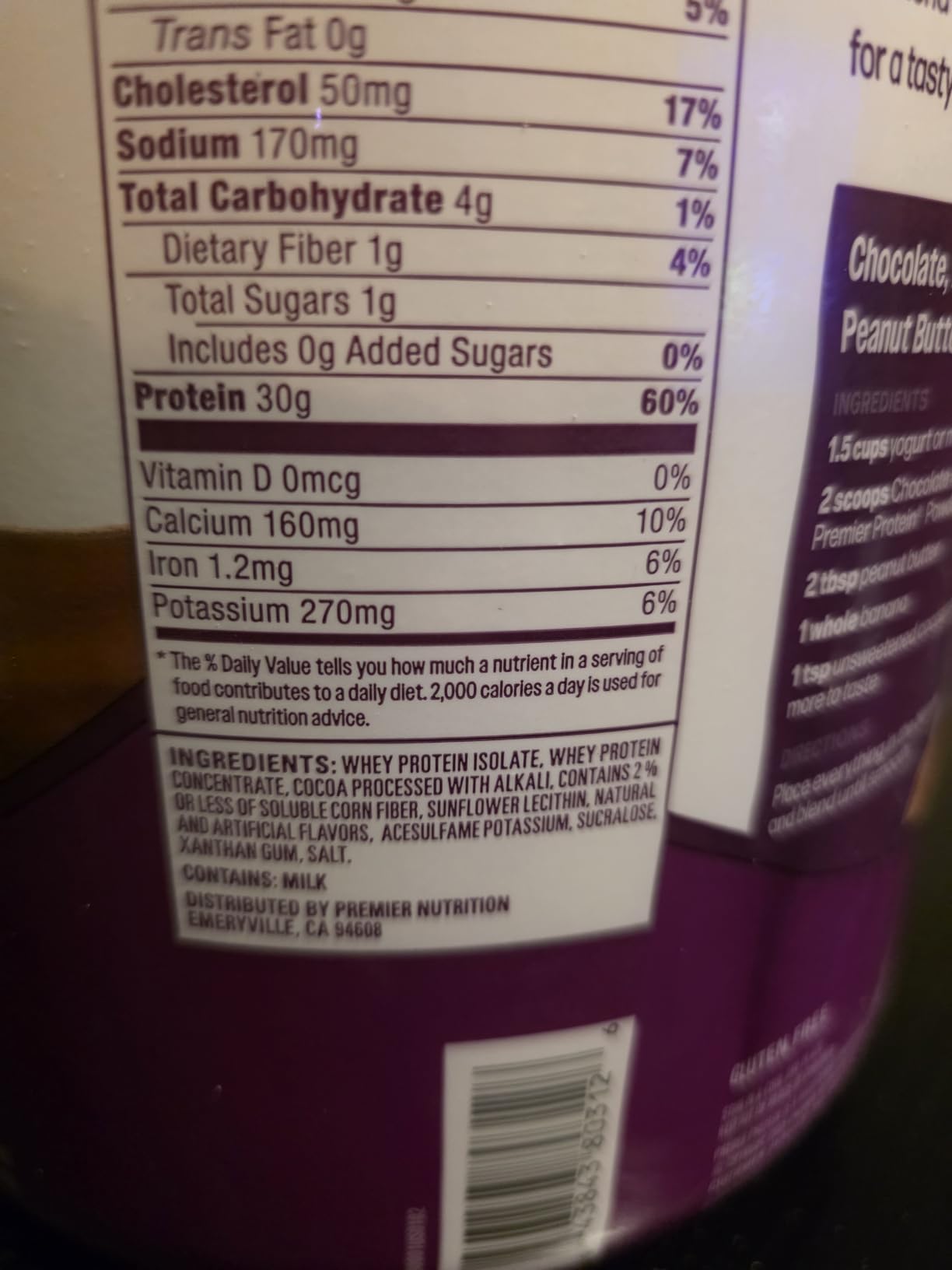 Premier Protein Powder, Chocolate Milkshake, 30g Protein, No Added Sugar, 100% Whey Protein, Keto Friendly, Soy & Gluten Free, 24.5 oz (17 Servings) customer photo 2