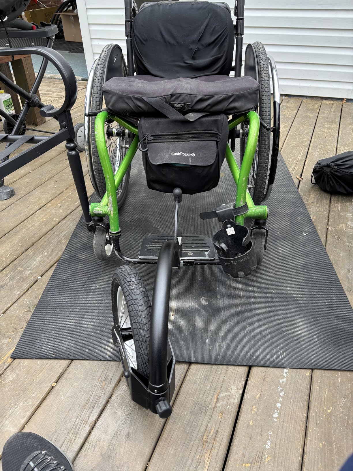 FreeWheel Wheelchair Attachment with Pneumatic Front Wheel Tire - Cool Wheelchair Accessories for Standard Frames and Standard Footrests (Black) customer photo 1