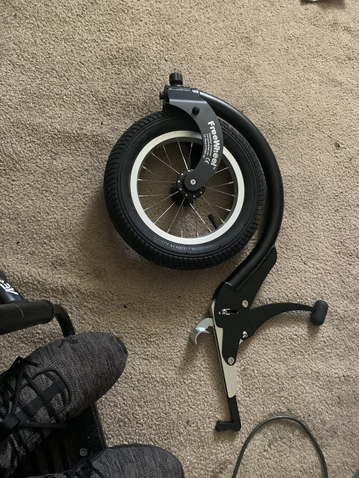 FreeWheel Wheelchair Attachment with Pneumatic Front Wheel Tire - Cool Wheelchair Accessories for Standard Frames and Standard Footrests (Black) customer photo 2