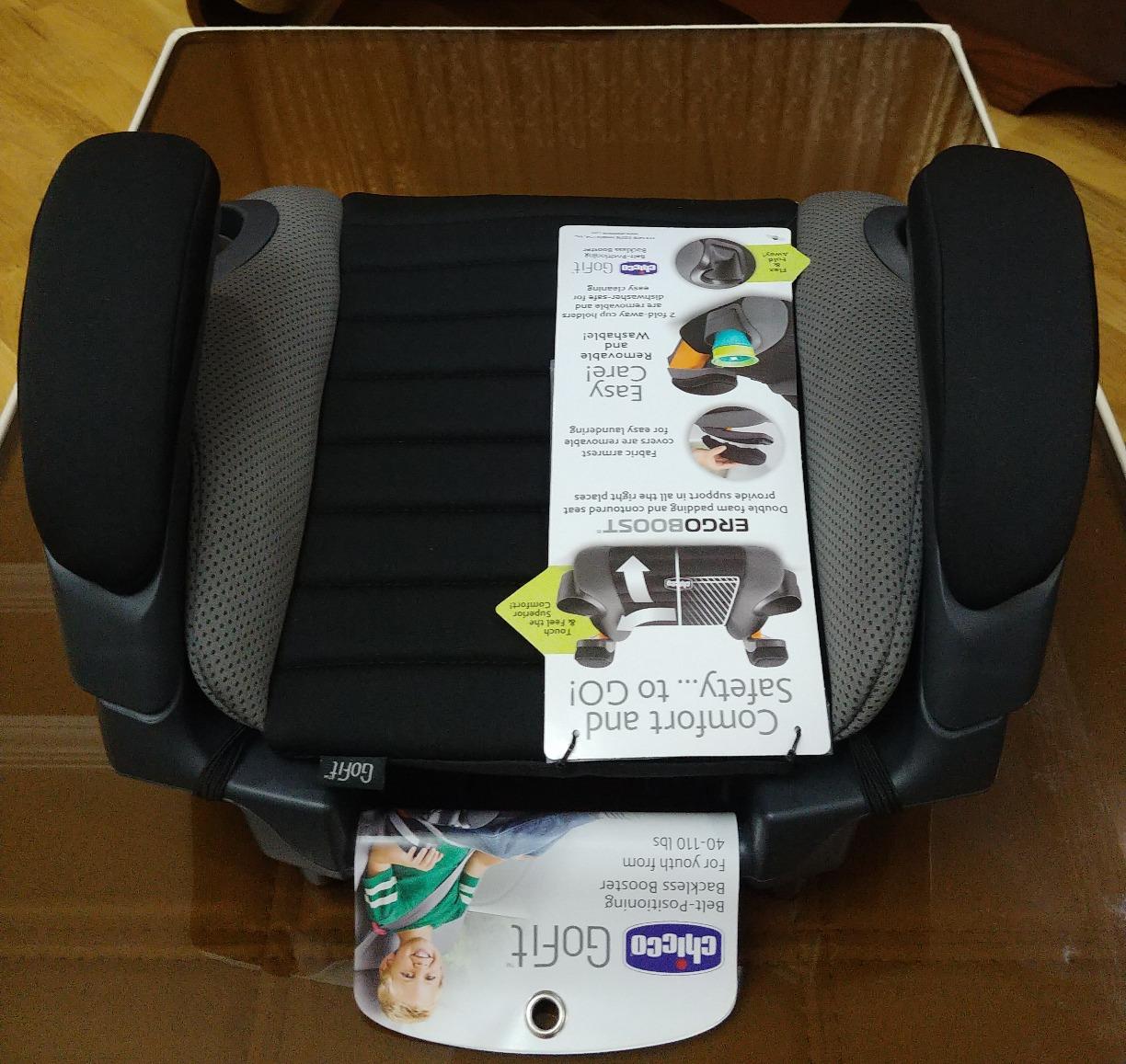 Chicco GoFit Backless Booster Car Seat Without Latch Attachment, Travel Booster Seat for Car, Portable Car Booster Seat for Children 40-110 lbs., Raindrop/Blue customer photo 2