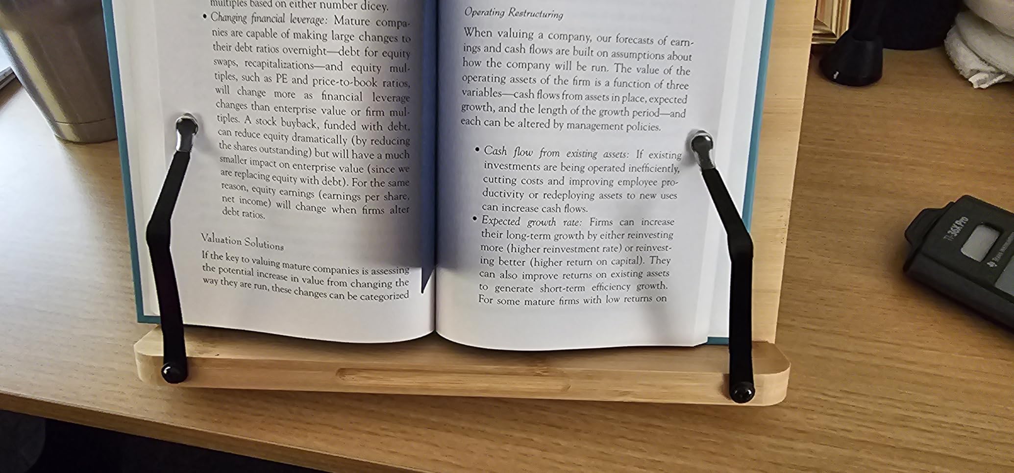wishacc Bamboo Book Stand, Adjustable Book Holder Tray and Page Paper Clips-Cookbook Reading Desk Portable Stable Hard-Wearing Lightweight Bookstand-Textbooks Books customer photo 2