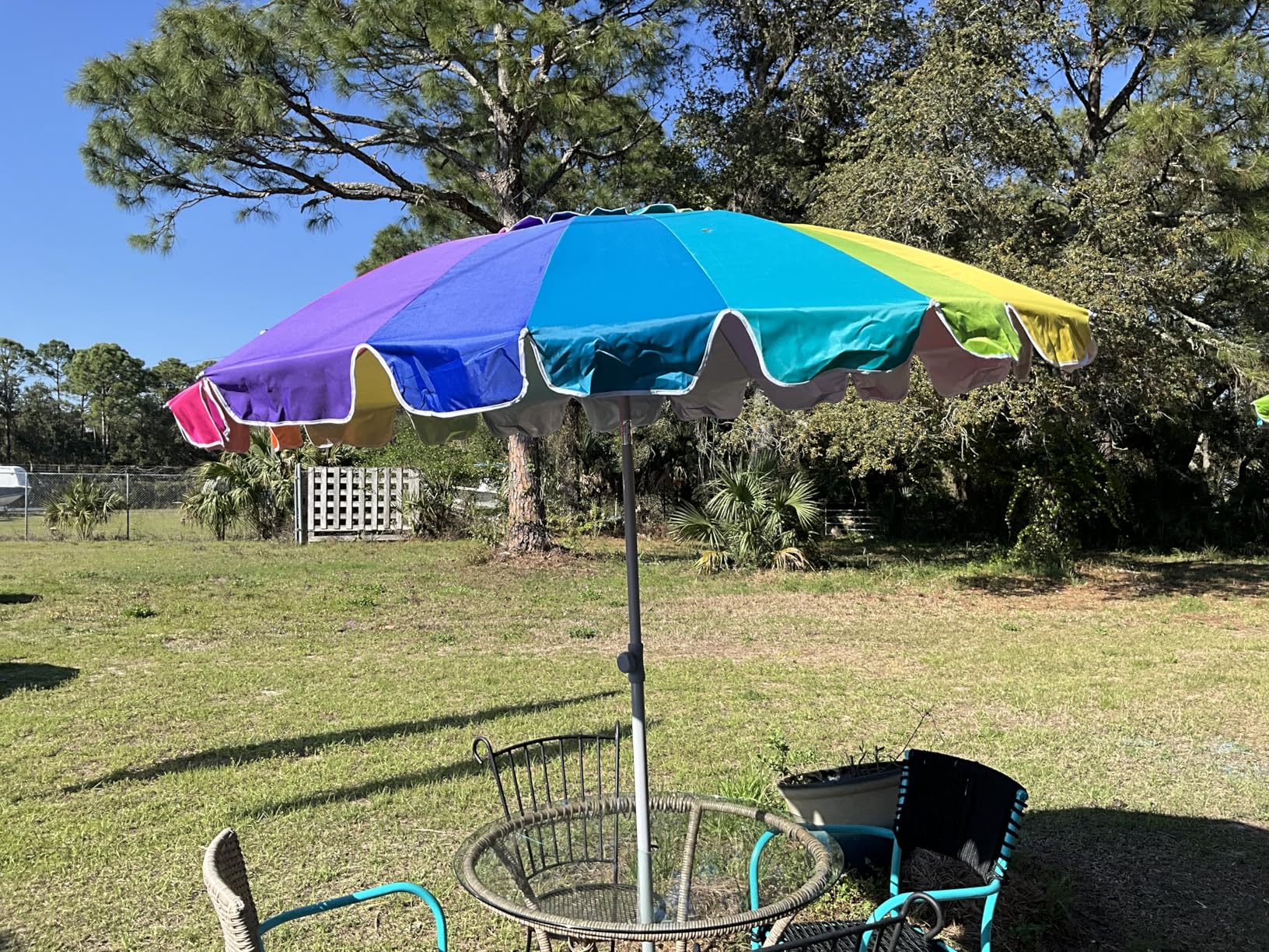 AMMSUN 7.5ft Heavy Duty HIGH Wind Beach Umbrella with sand anchor Vent Tilt Portable Sun Shelter, UV 50+ Protection Outdoor Sunshade Umbrellas Carry Bag for Patio Garden Pool Backyard Multicolor Blue customer photo 1