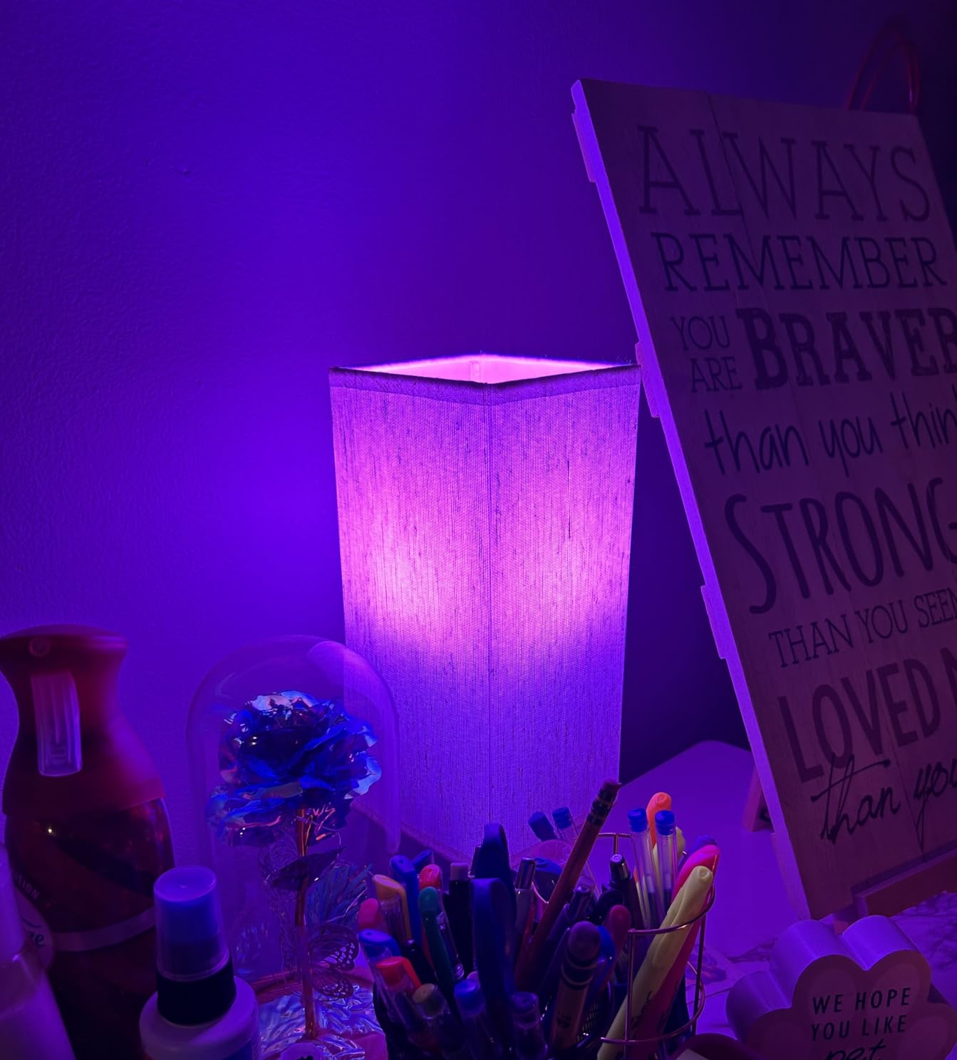 Small Table Lamp for Bedroom - Bedside Lamps for Nightstand, Minimalist Night Stand Light Lamp with Square Fabric Shade, Desk Reading Lamp for Kids Room Living Room Office Dorm customer photo 1