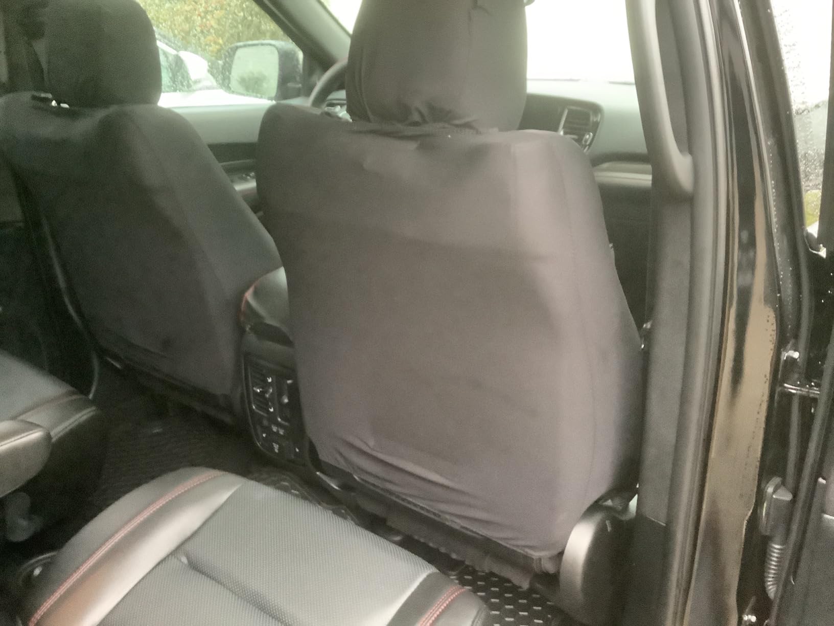 CAR PASS Universal FIT Piping Leather Car Seat Cover, for suvs, Van, Trucks, Airbag Compatible, Inside Zipper Design and Reserved Opening Holes (Full Set, Black and Red) customer photo 2