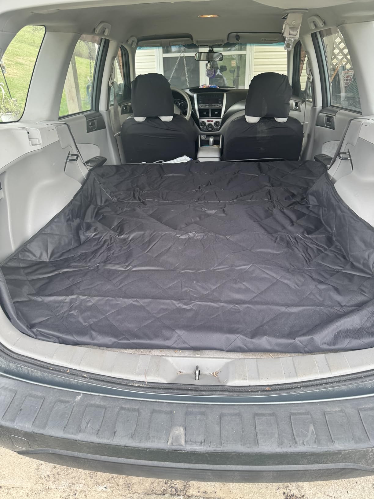 F-color SUV Cargo Liner for Dogs, Heavy Duty Water Resistant Pet Cargo Cover Dog Seat Cover Mat for Mid-Size SUVs Sedans Vans with Bumper Flap Protector, Non-Slip, Standard Size Universal Fit, Black customer photo 1
