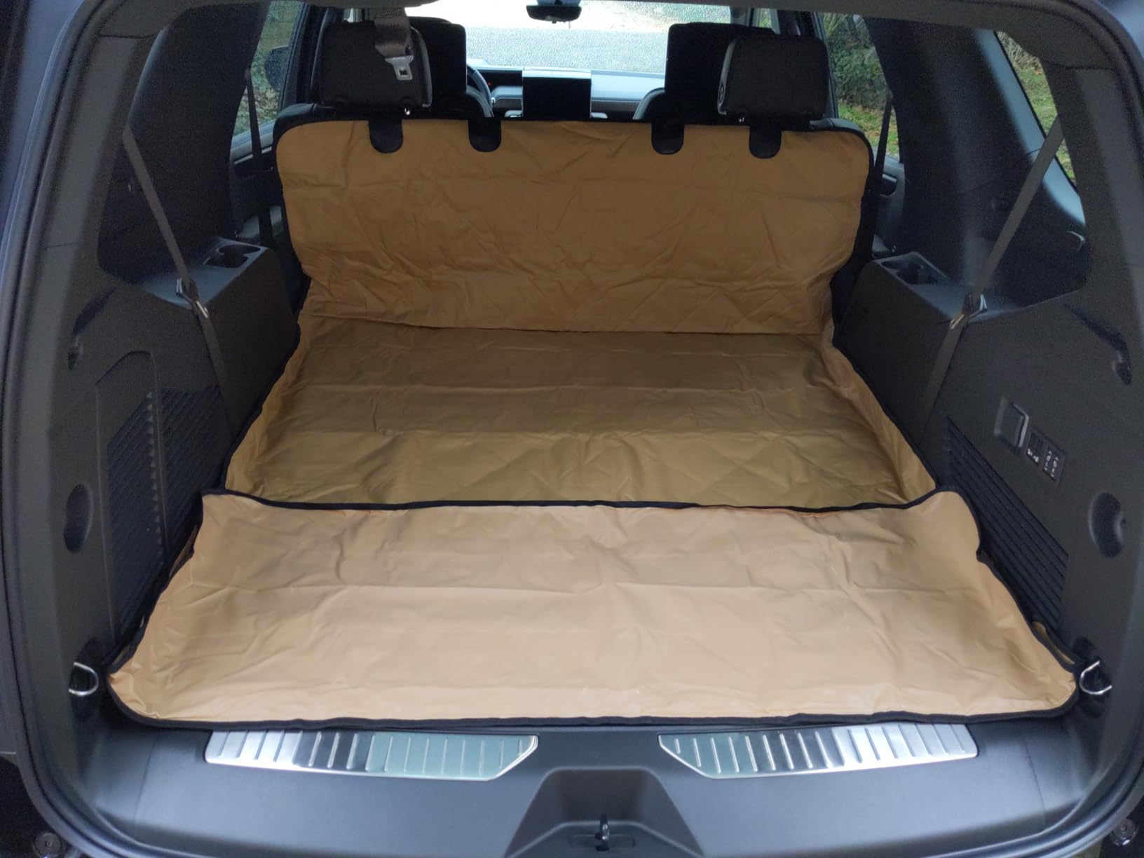F-color SUV Cargo Liner for Dogs, Heavy Duty Water Resistant Pet Cargo Cover Dog Seat Cover Mat for Mid-Size SUVs Sedans Vans with Bumper Flap Protector, Non-Slip, Standard Size Universal Fit, Black customer photo 2