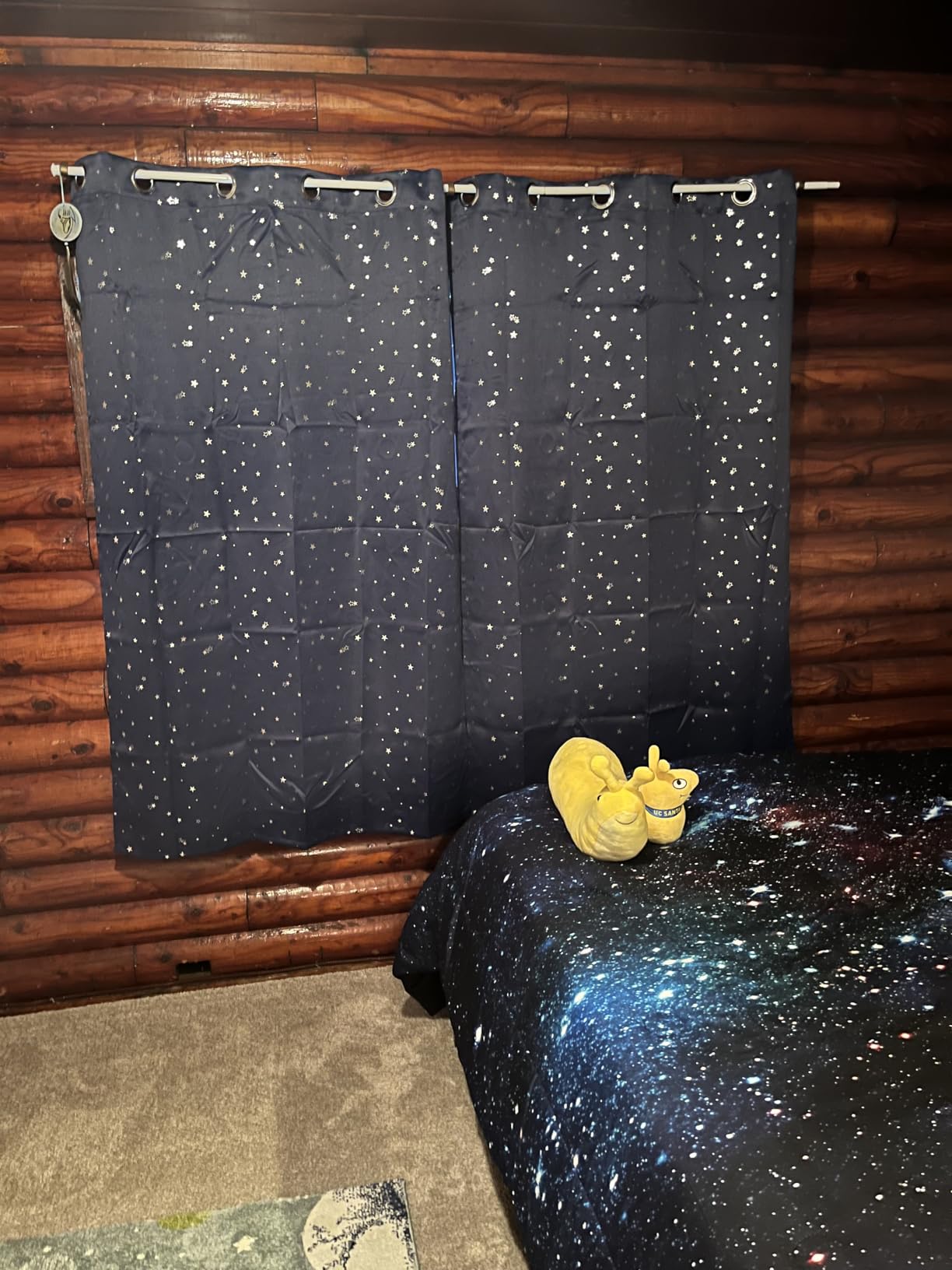 BGment Kids Blackout Curtains for Boys Bedroom, Star Curtains Thermal Insulated Grommet Window Drapes for Nursery, Set of 2 Panels (42 x 63 Inch, Navy Blue) customer photo 1