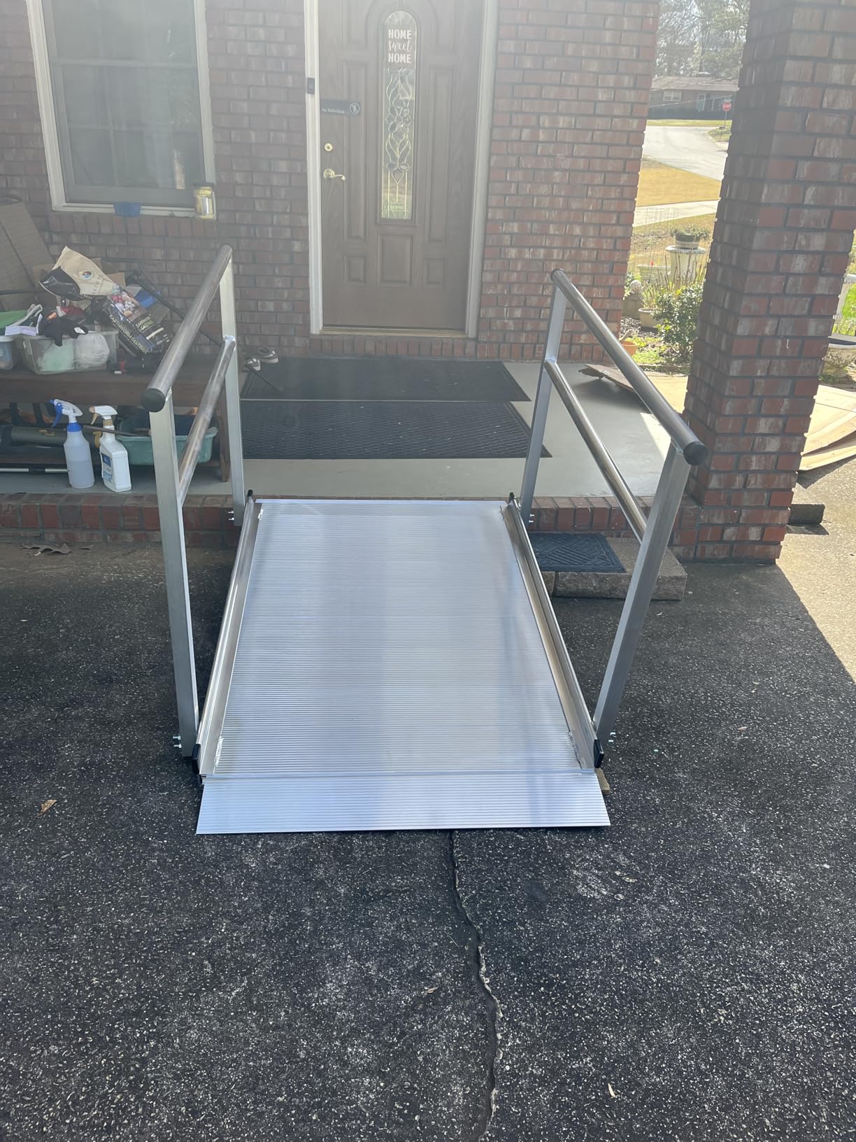 5' Wheelchair Ramp for Home Steps, 850 lb Capacity, Handrails, Non-Slip, Entry Access for Mobility Scooters, Power Chairs, 36