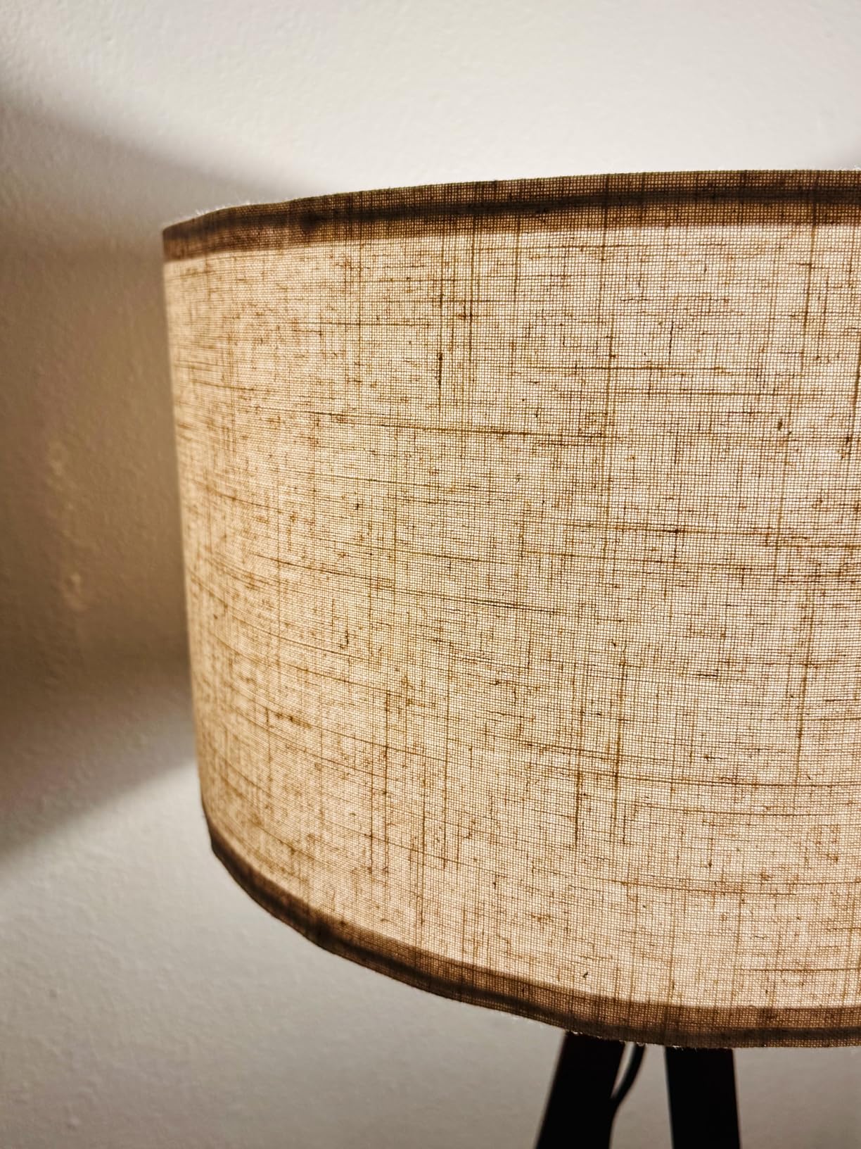 LEPOWER Wood Tripod Floor Lamp, Mid Century Standing Lamp, Modern Design Studying Light for Living Room, Bedroom, Study Room and Office, Flaxen Linen Shade with E26 Base Brown customer photo 2