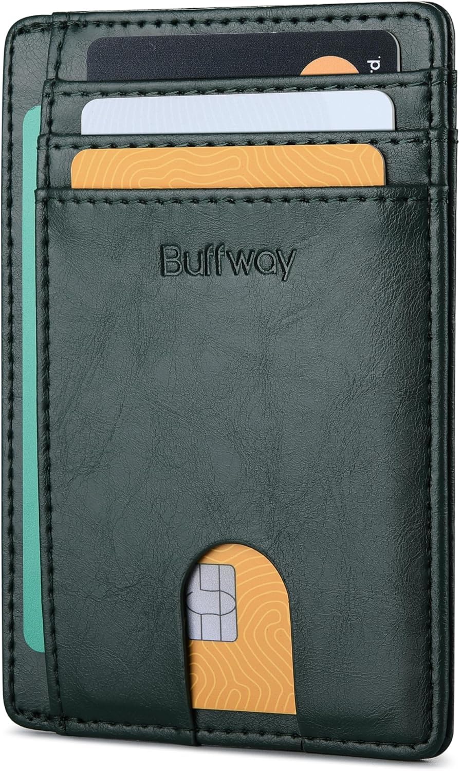 Slim Minimalist Front Pocket RFID Blocking Leather Wallets for Men and Women - Cross Black customer photo 1