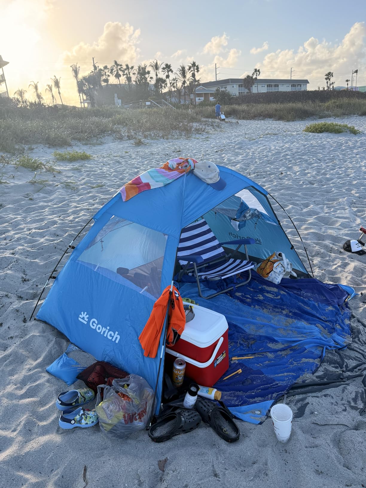 Gorich Beach Tent Sun Shelter for 3/4/6/8/10 Person with UPF 50+ UV Protection, Lightweight & Easy Setup Beach Shade Canopy, Portable Beach Shade Tent Beach Cabana customer photo 2