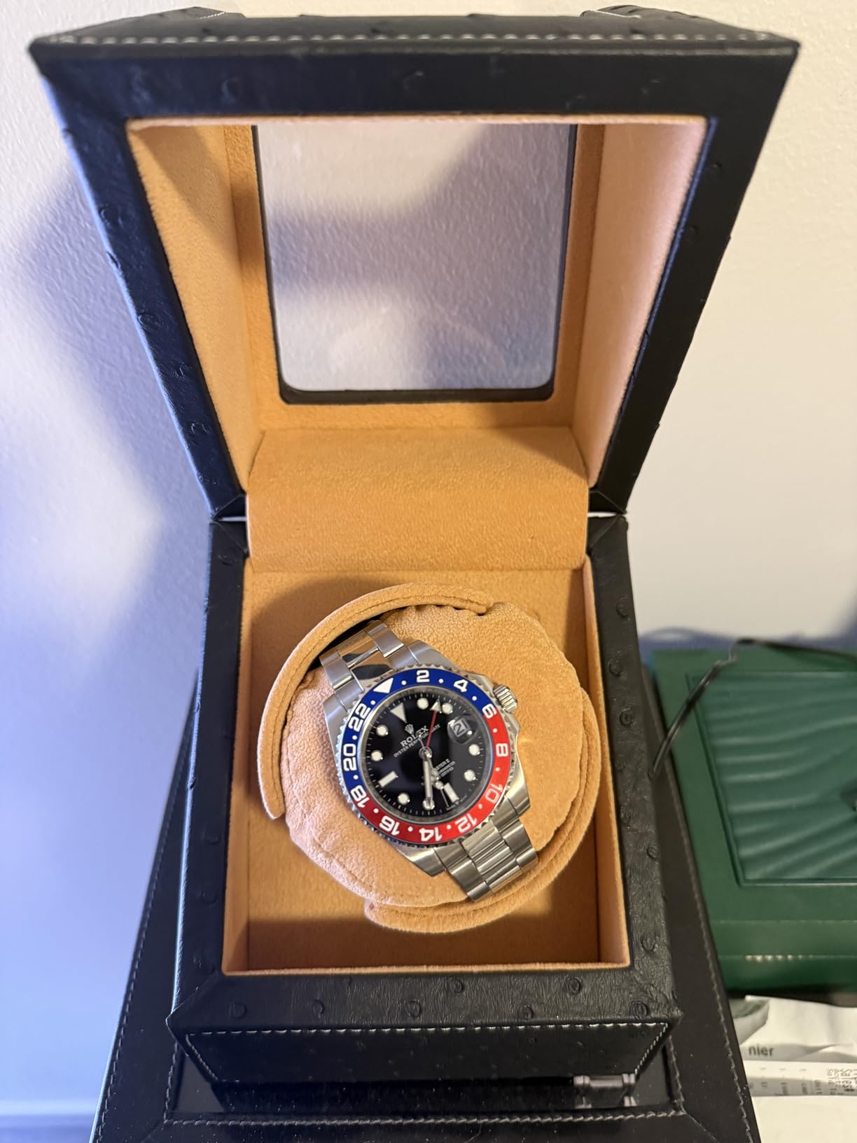 DRIKLUX Automatic Single Watch Winder for Rolex and Other Luxury Watches - Automatic Winder with Quiet Motor, Premium Black Ostrich Leather Exterior customer photo 1