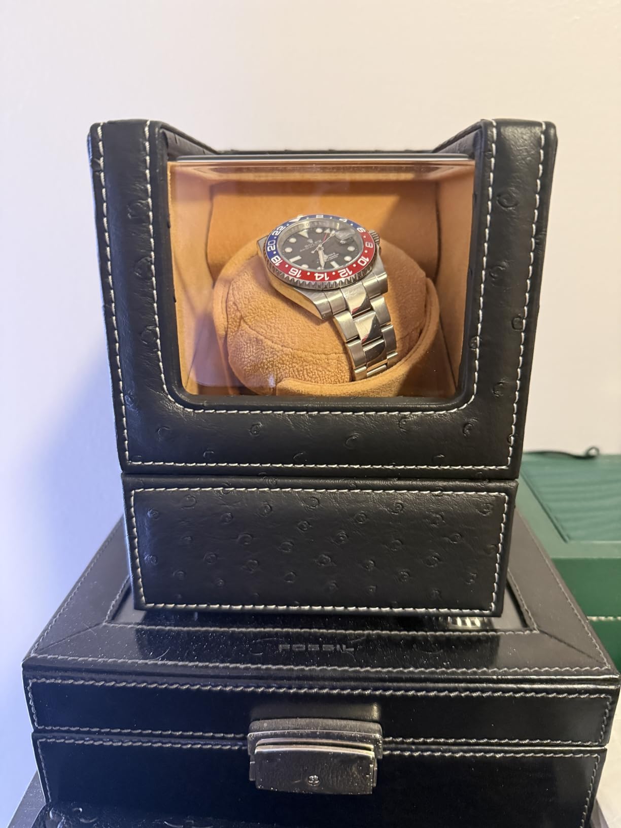 DRIKLUX Automatic Single Watch Winder for Rolex and Other Luxury Watches - Automatic Winder with Quiet Motor, Premium Black Ostrich Leather Exterior customer photo 2