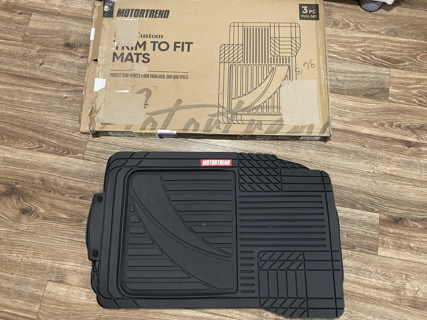 Motor Trend FlexTough Advanced Black Rubber Car Floor Mats - Heavy Duty Trim to Fit All Weather Floor Mats for Cars Truck SUV - Automotive Car Interior Floor Liner Protection - Universal Fit customer photo 2