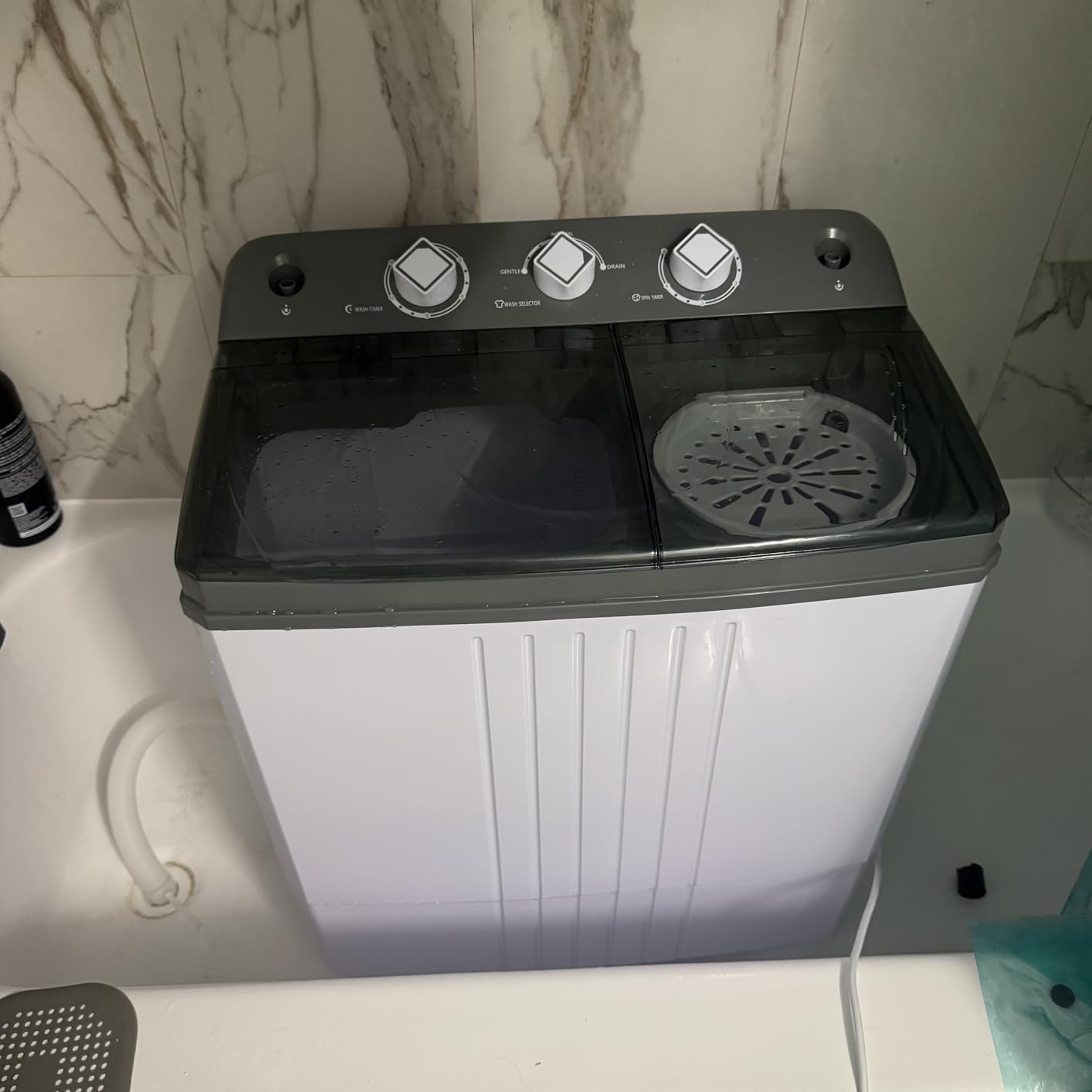 Giantex Portable Washing Machine, 20lbs Capacity, 12lbs Washer and 8lbs Spinner, Compact for Apartment RV, Gray & White, GX20313-PE customer photo 1