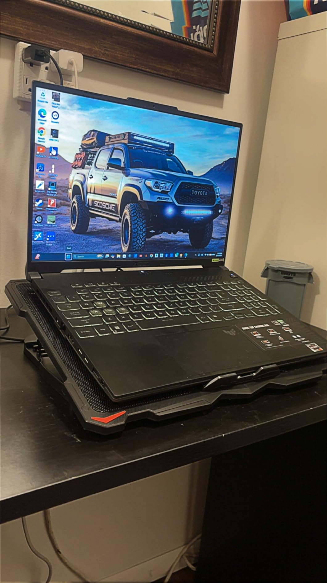 AICHESON Laptop Cooling Pad 5 Fans Up to 17.3 Inch Heavy Notebook Cooler, Blue LED Lights, 2 USB Ports, S035, Blue-5fans customer photo 1