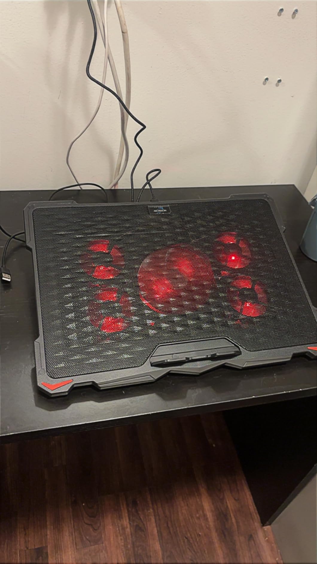 AICHESON Laptop Cooling Pad 5 Fans Up to 17.3 Inch Heavy Notebook Cooler, Blue LED Lights, 2 USB Ports, S035, Blue-5fans customer photo 2