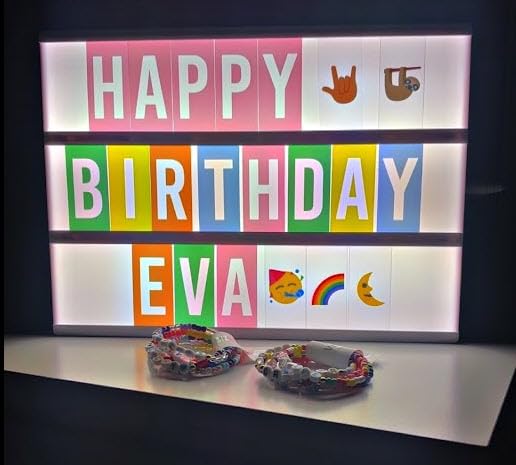 BONNYCO Pink Cinema Light Box with 400 Letters, Emojis, 2 Markers. Led Light Box Home Office and Room Decor, Cinema Led Sign Letters Board. Gifts for Women Girls Christmas Birthdays, Pink Decor customer photo 2