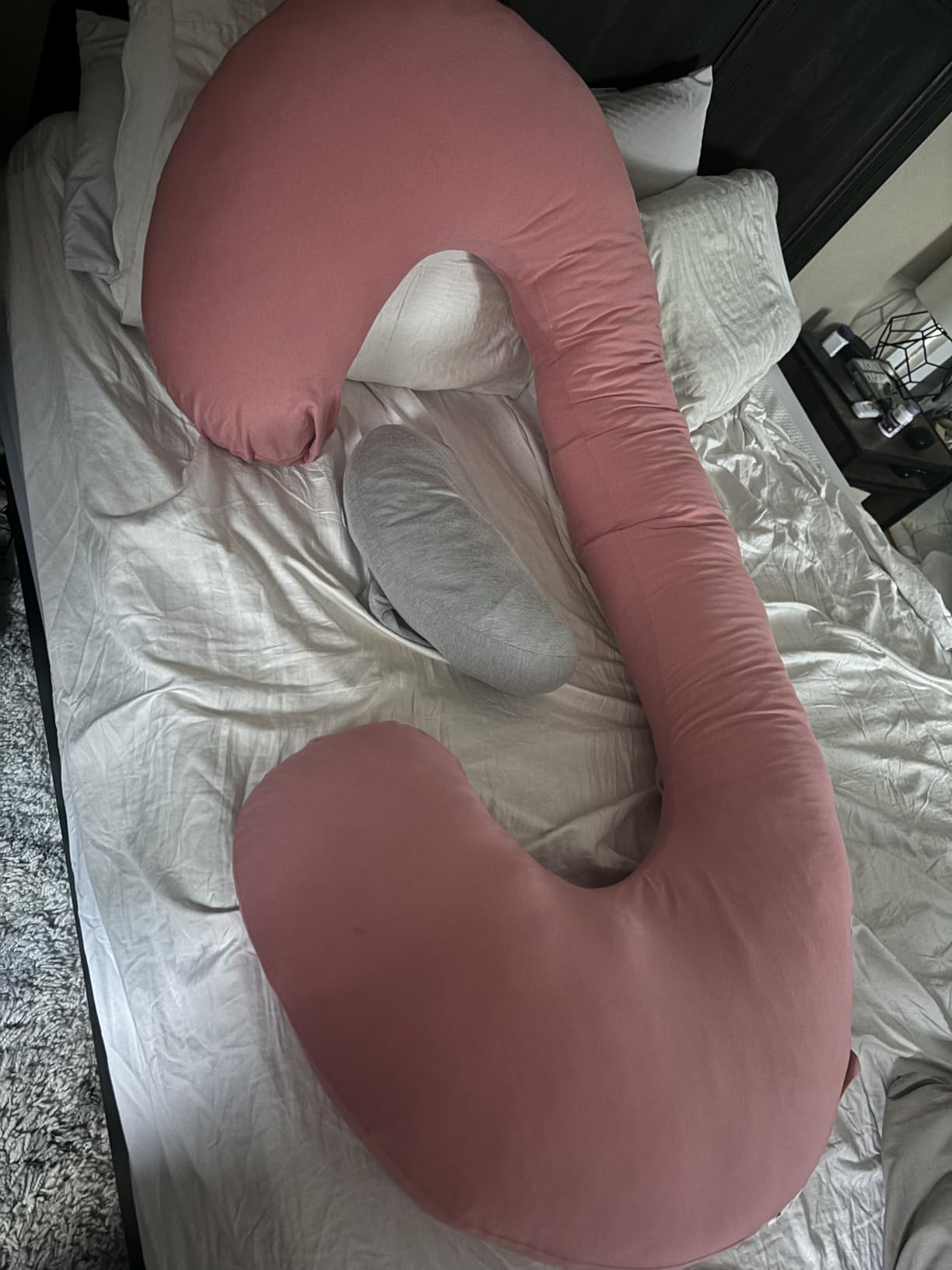 INSEN Pregnancy Pillow for Sleeping, Maternity Pillow with Jersey Cotton Cover, C Shaped Body Pillow for Pregnant (Gray) customer photo 1