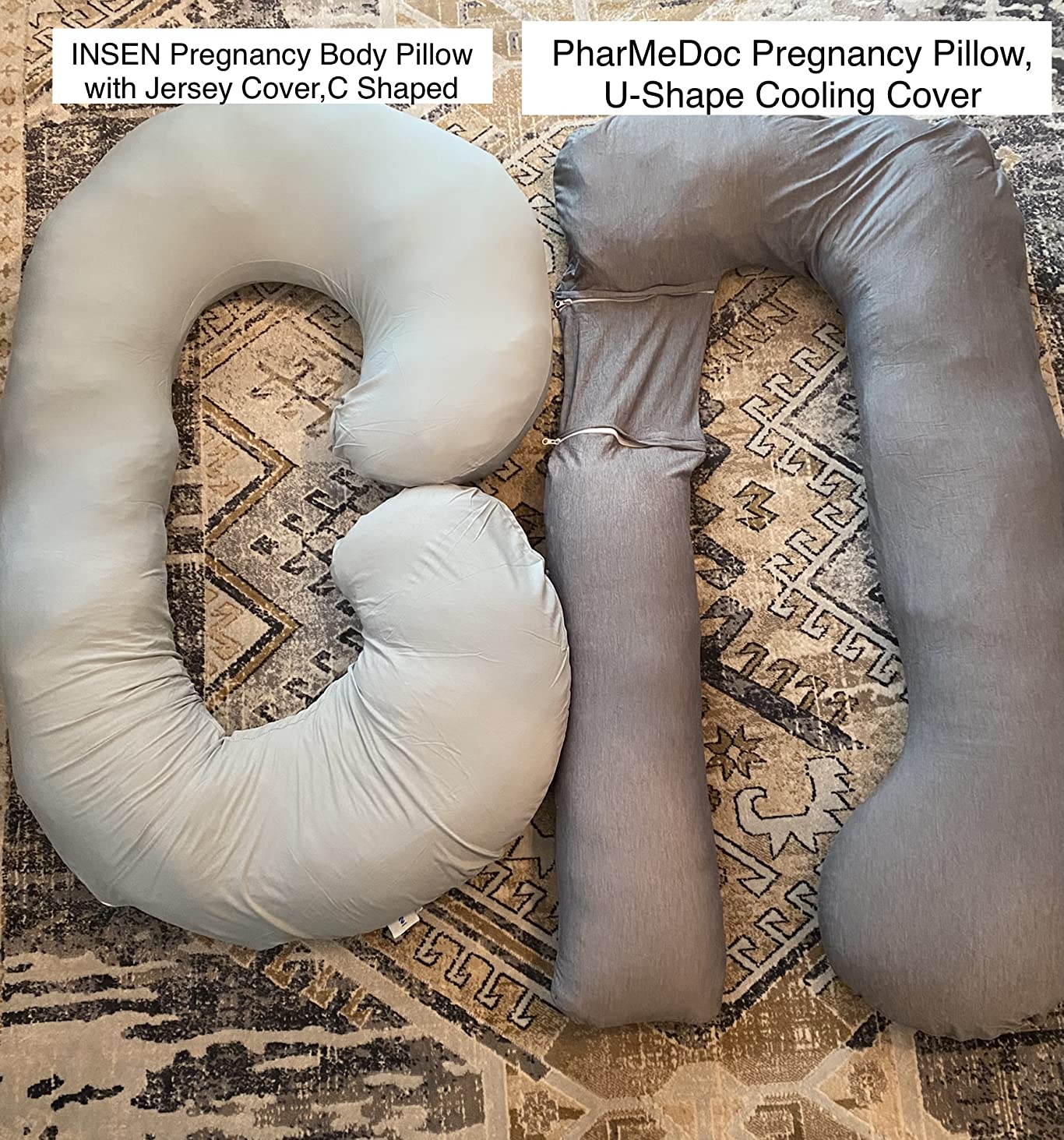 INSEN Pregnancy Pillow for Sleeping, Maternity Pillow with Jersey Cotton Cover, C Shaped Body Pillow for Pregnant (Gray) customer photo 2