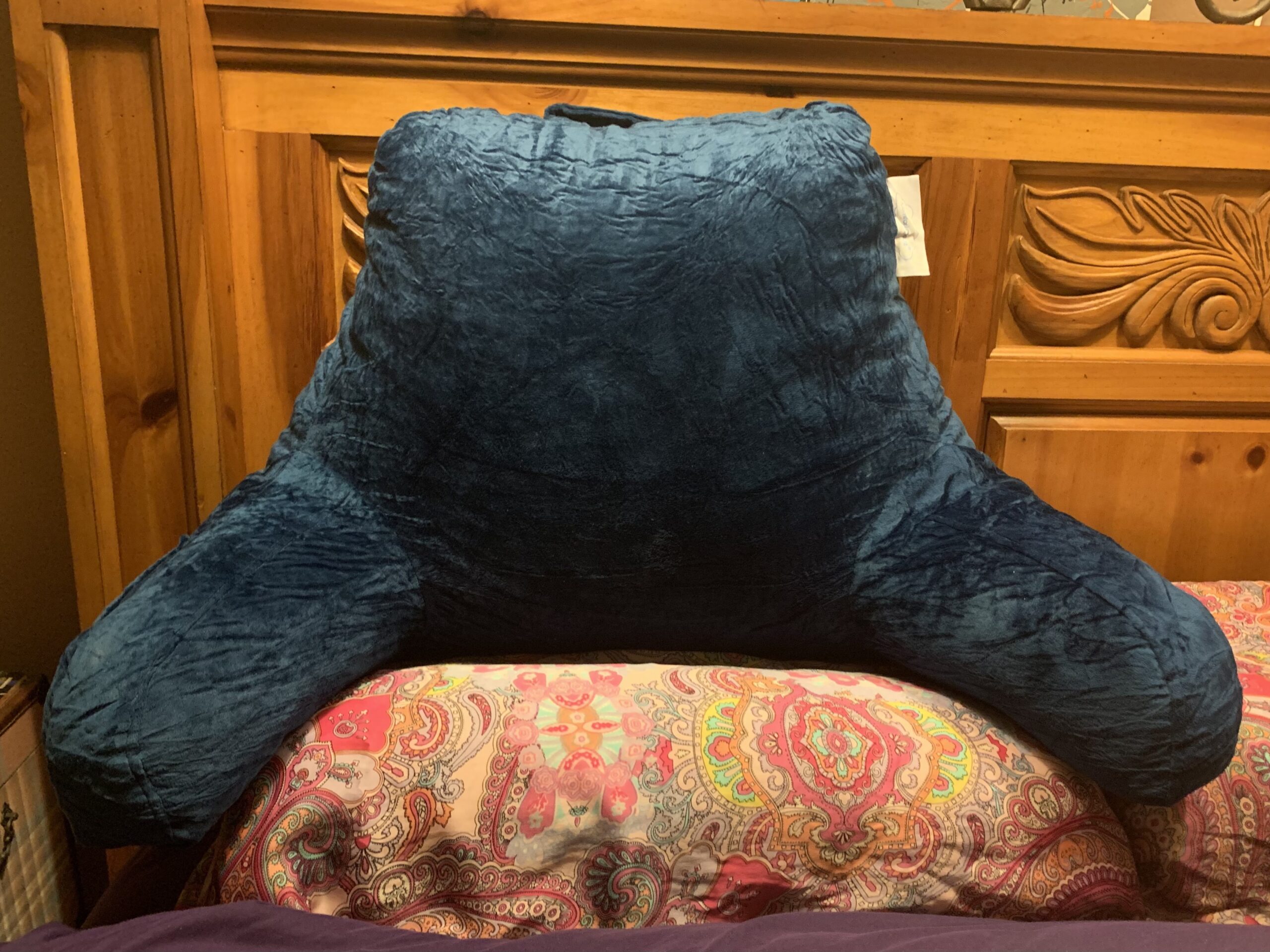 ComfortSpa Reading Pillow for Bed Adult Size, Back Rest Pillow with Arms, Pockets and Washable Cover; Use as a Back Pillow for Bed Sitting Up for Bedrest or Relief from GERD Heartburn (Large Grey) customer photo 2