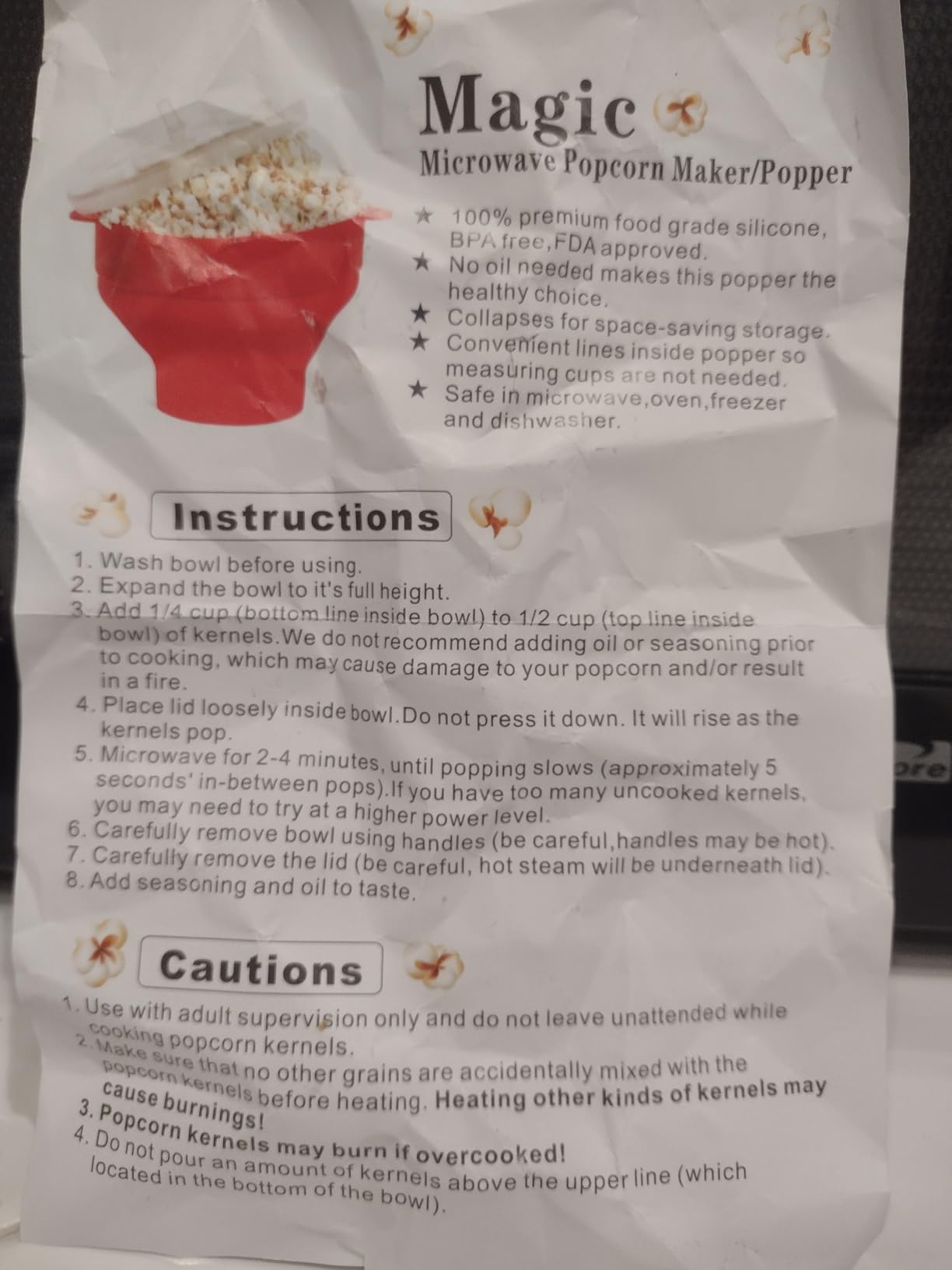The Original Korcci Microwaveable Silicone Popcorn Popper, Microwave Popcorn Popper, Collapsible Microwave Popcorn Maker Bowl, No Oil Required, Use In Microwave, Dishwasher Safe (Blue) customer photo 2