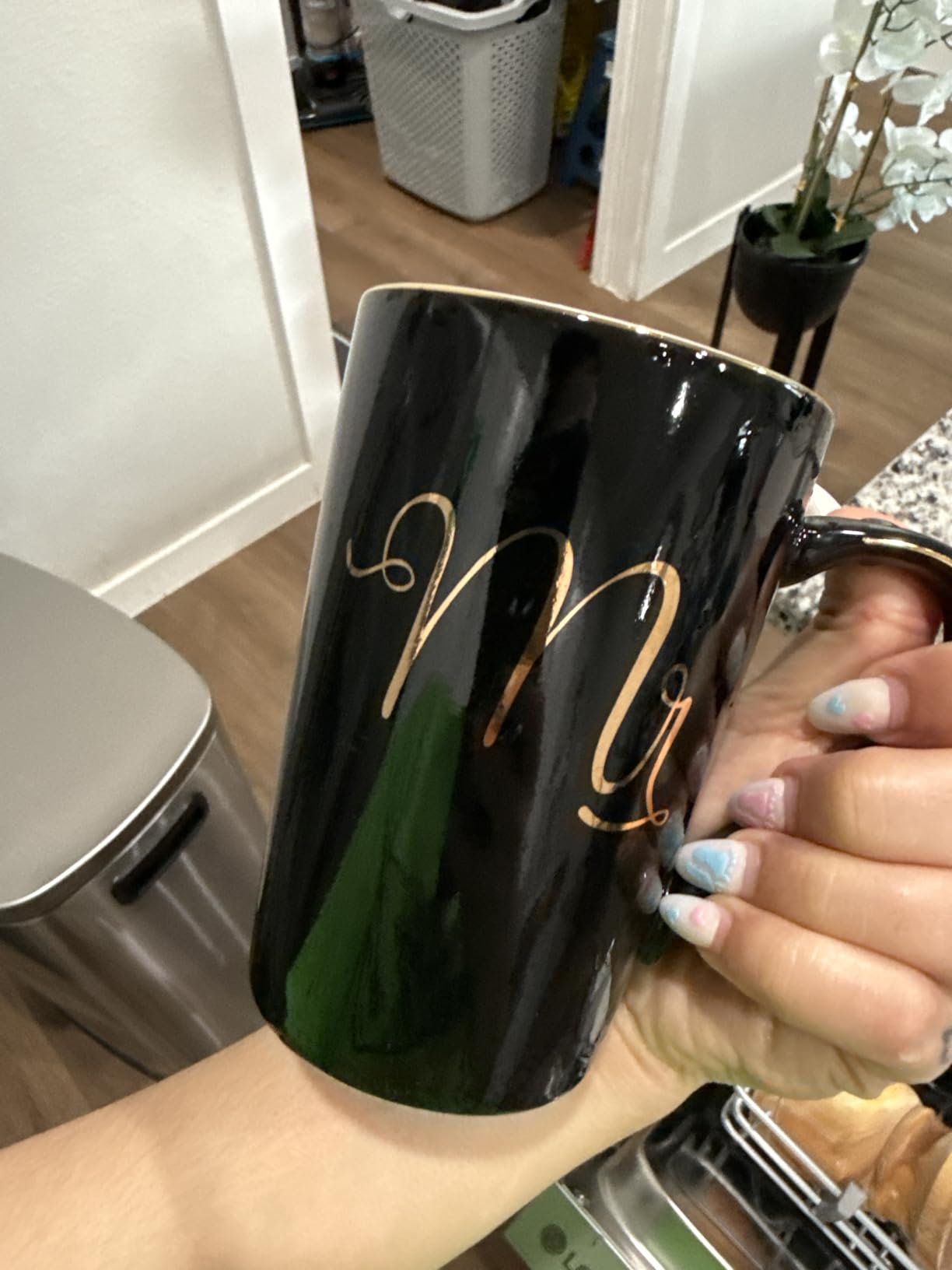 Jumway Wedding Gifts for Bride and Groom, Gifts for Bridal Shower Engagement Wedding and Married Couples Anniversary - Ceramic Marble Coffee Mugs with Real Gold Mr/Mrs Letters 14 Oz Pink customer photo 1