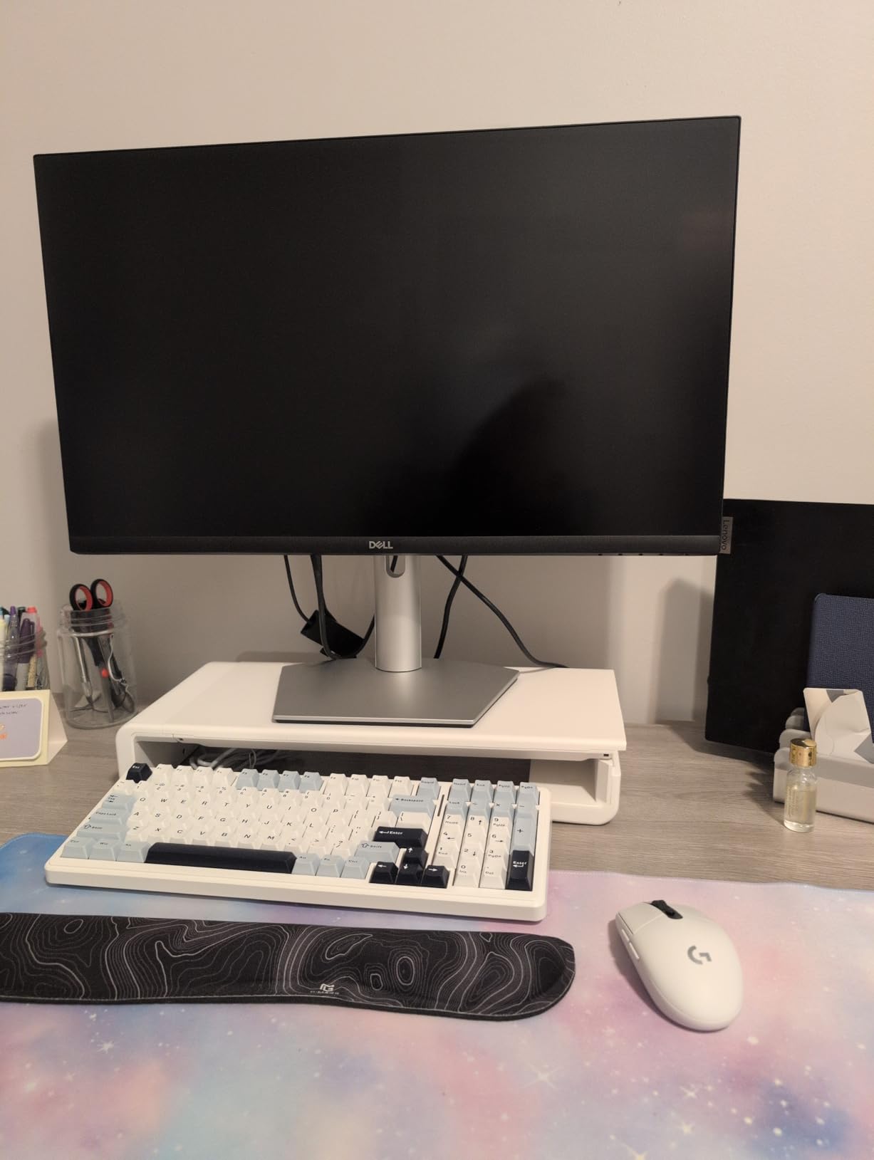 Monitor Stand Riser, Klearlook Foldable, Height Adjustable Computer Stand, Desk Shelf Riser with Storage Drawer &Tablet Phone Stand for Desktop, Laptop (White) customer photo 2