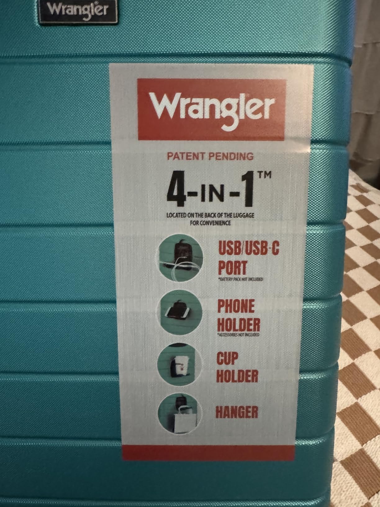 Wrangler Smart Luggage Set with Cup Holder, USB Port and Phone Holder, Black, 2 Piece Set customer photo 2