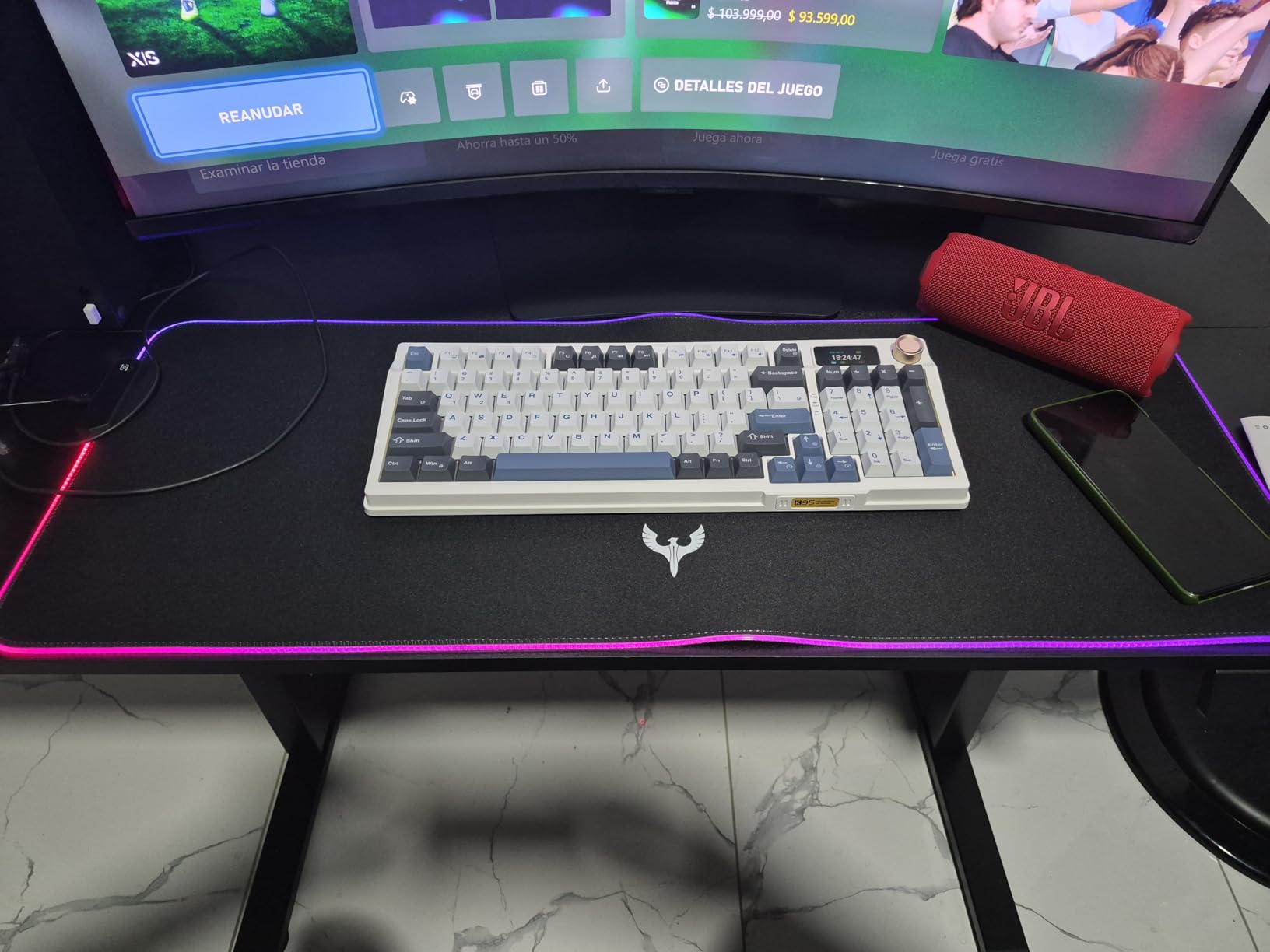 BladeHawks Extra Large RGB Gaming Mouse Pad-14 Light Modes, Extended Soft LED Mouse Pad, Anti-Slip Rubber Base, Computer Keyboard Mousepad Mat (31.5 x 12 Inch) customer photo 1