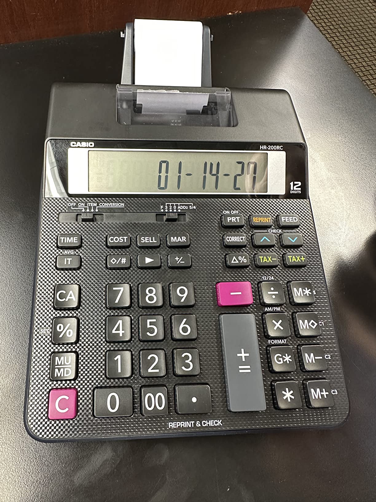 Casio HR-200RC - Desktop Printing Calculator with Dual-Color Print & 150-Step Check | Cost/Sell/Margin, Tax & Calendar | Ideal for Accounting & Retail customer photo 2
