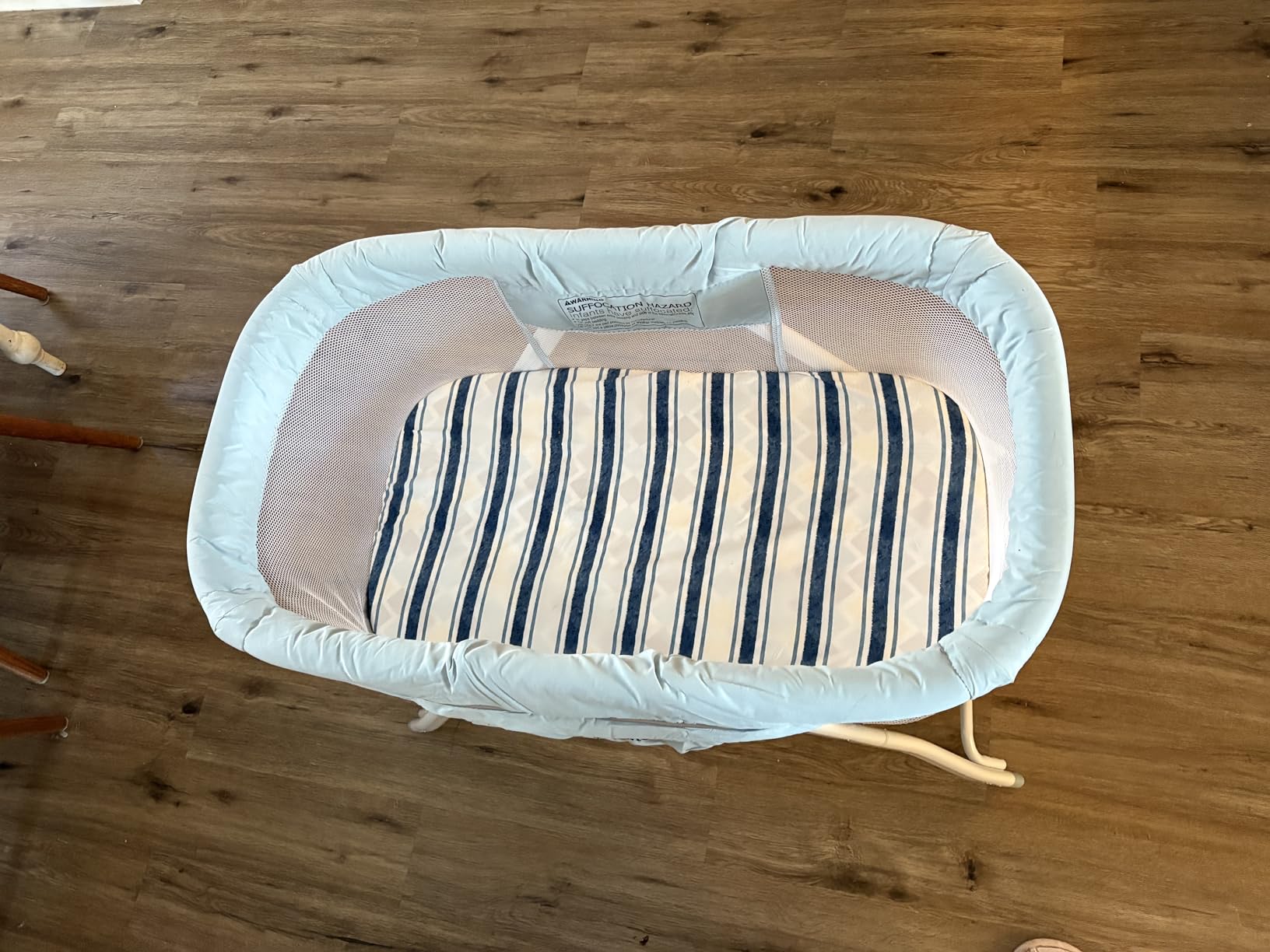 Dream On Me Poppy Traveler Portable Baby Bassinet, Breathable Mesh Airflow Panels, Compact and Lightweight, Quick Fold Travel Friendly Design, Anti-Slip Legs, Travel Bag and Mattress Included- Blue customer photo 1