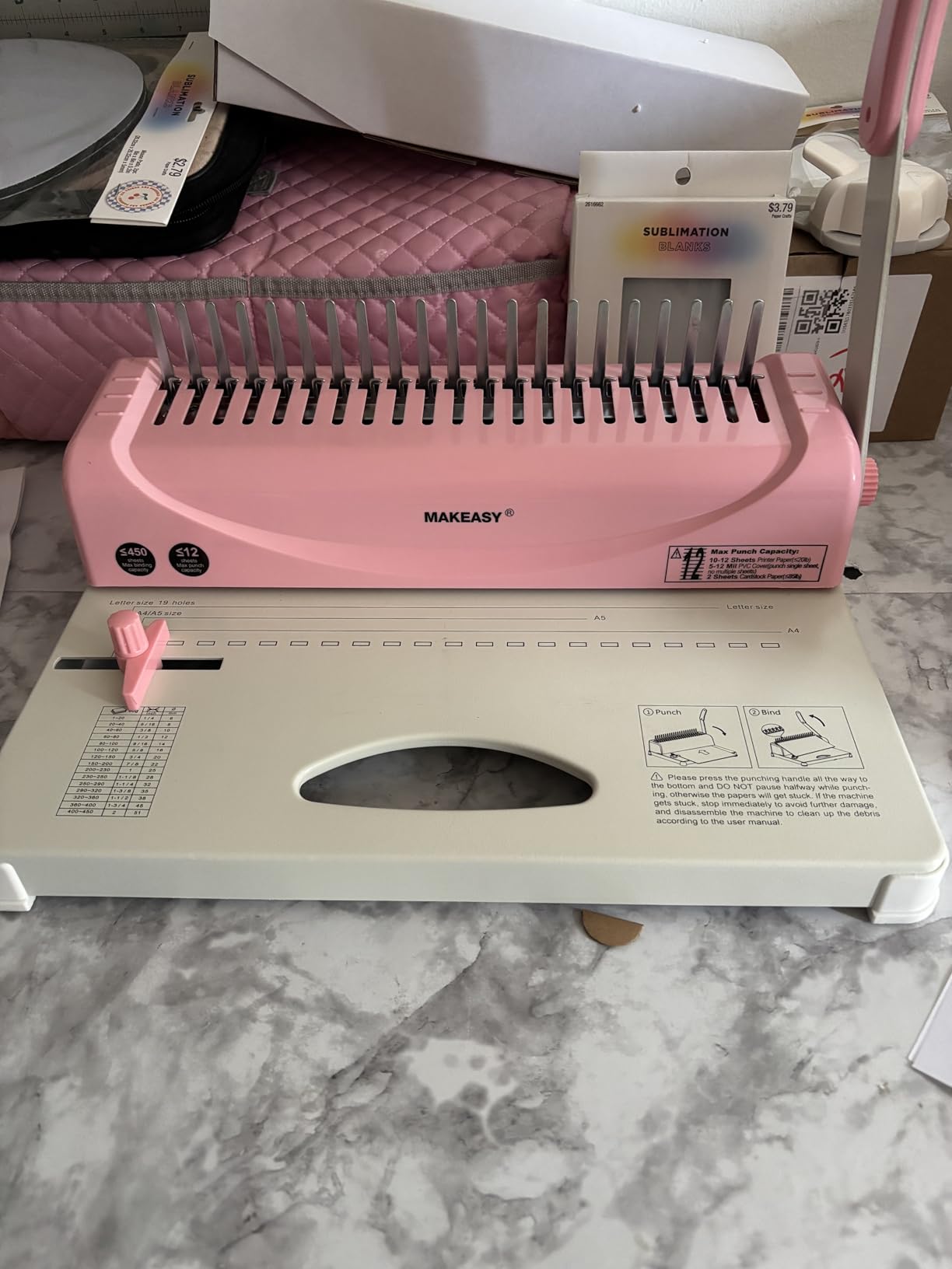 MAKEASY Binding Machine, 21-Hole, 450 Sheets, Comb Binding Machines with 1 Box Comb Bindings Spines, Comb Binder for Letter Size, A4, A5 Paper customer photo 2