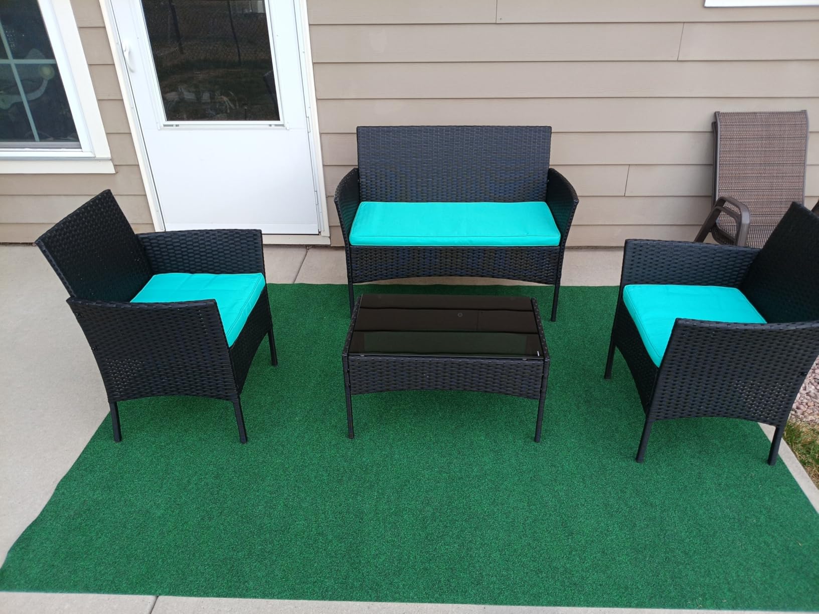 FDW 4-Piece Patio Furniture Set Black Outdoor Wicker Furniture with Coffee Table Modern Rattan Chairs Conversation Set Outdoor Seating Weather-Resistant for Porch, Garden, Lawn customer photo 1