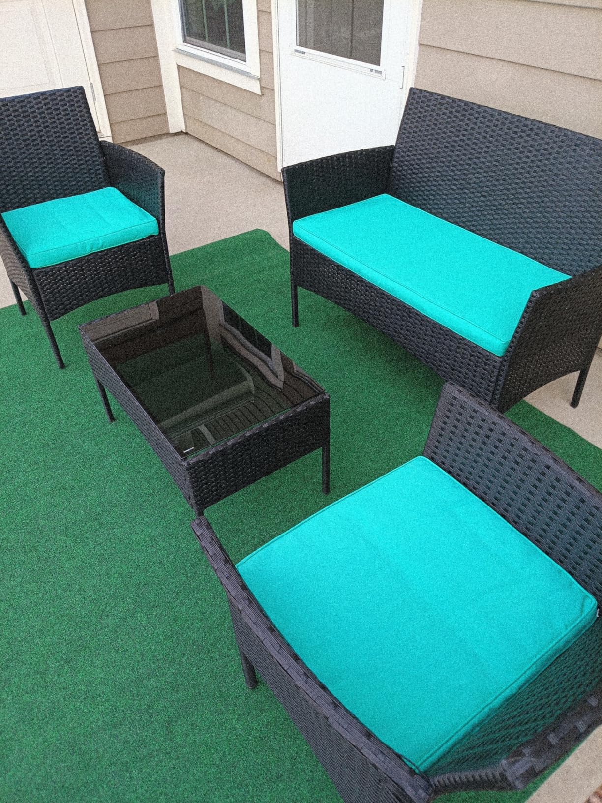 FDW 4-Piece Patio Furniture Set Black Outdoor Wicker Furniture with Coffee Table Modern Rattan Chairs Conversation Set Outdoor Seating Weather-Resistant for Porch, Garden, Lawn customer photo 2