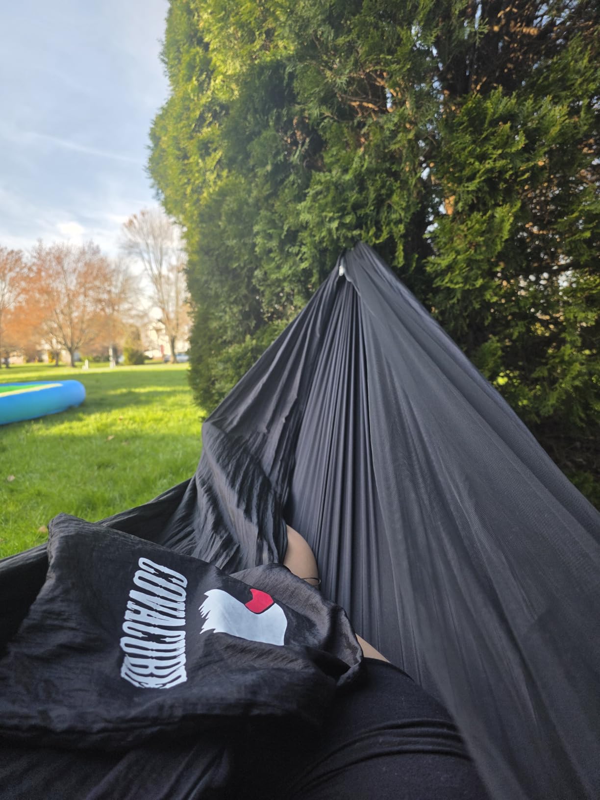Covacure Camping Hammock - 772lbs Capacity Double Hammock with Tree Straps, Lightweight Parachute Nylon Outdoor Survival Gear for Hiking, Backpacking, Travel or Backyard (Black) customer photo 1