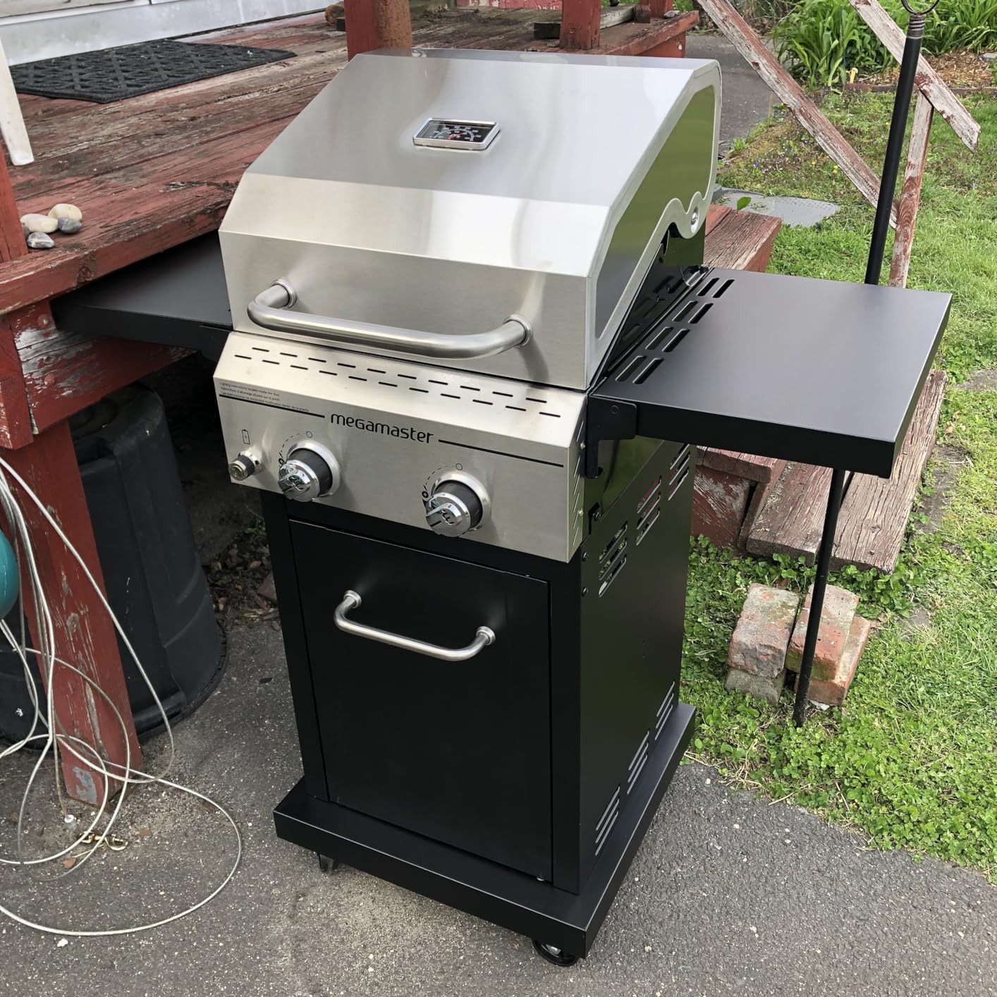 Megamaster Deluxe 2-Burner Gas Grill with Foldable Side Tables, 418 SQ In Cooking Space, 28000 BTUs, Stainless Steel Lid, Propane BBQ Grill for Outdoor Cooking, Patios, Backyards and More - 720-0864MA customer photo 2
