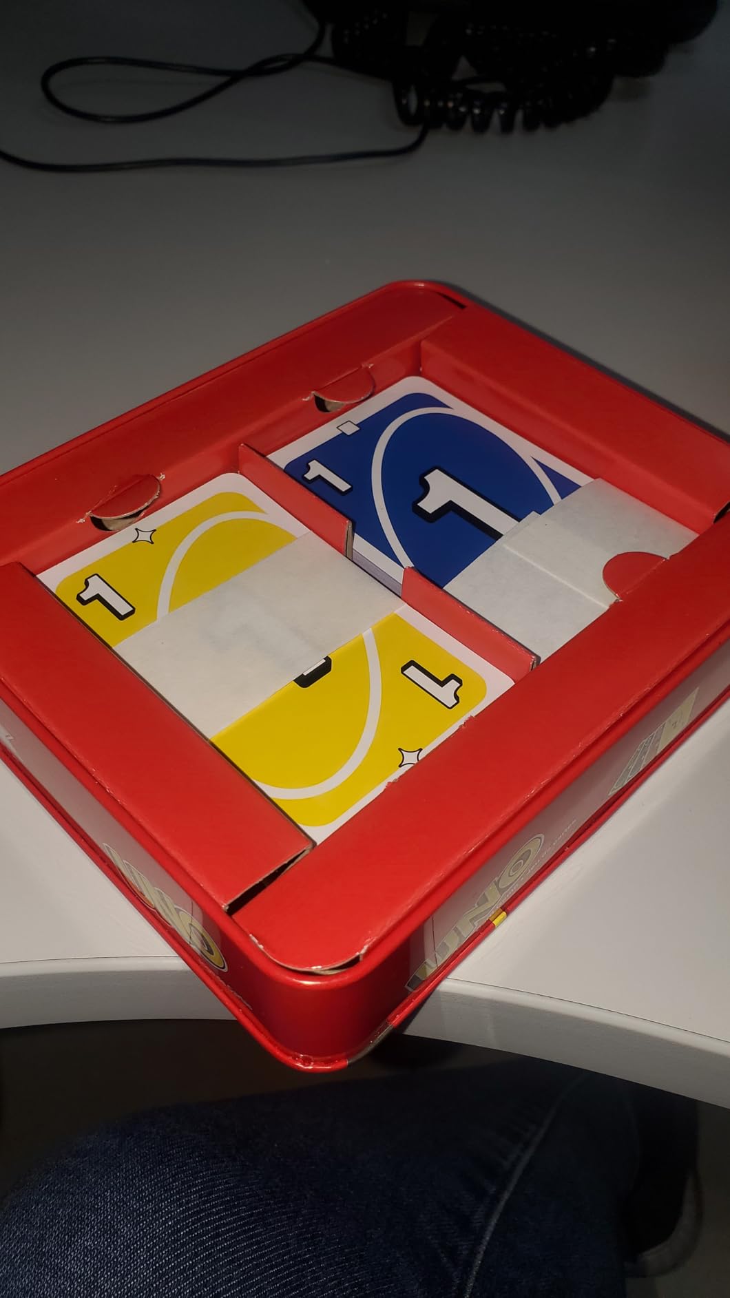 Mattel Games UNO Card Game in Travel & Storage Tin for Kid, Adult & Family Nights & Parties, Color Blind Accessible & Customizable Deck (Amazon Exclusive) customer photo 1