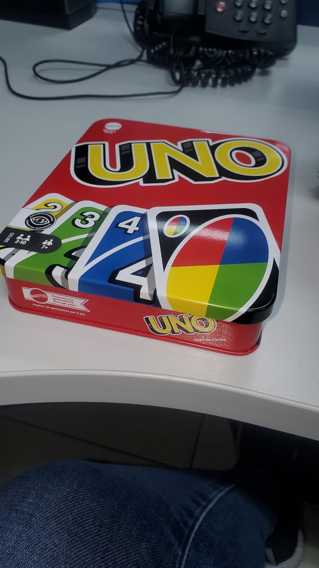 Mattel Games UNO Card Game in Travel & Storage Tin for Kid, Adult & Family Nights & Parties, Color Blind Accessible & Customizable Deck (Amazon Exclusive) customer photo 2