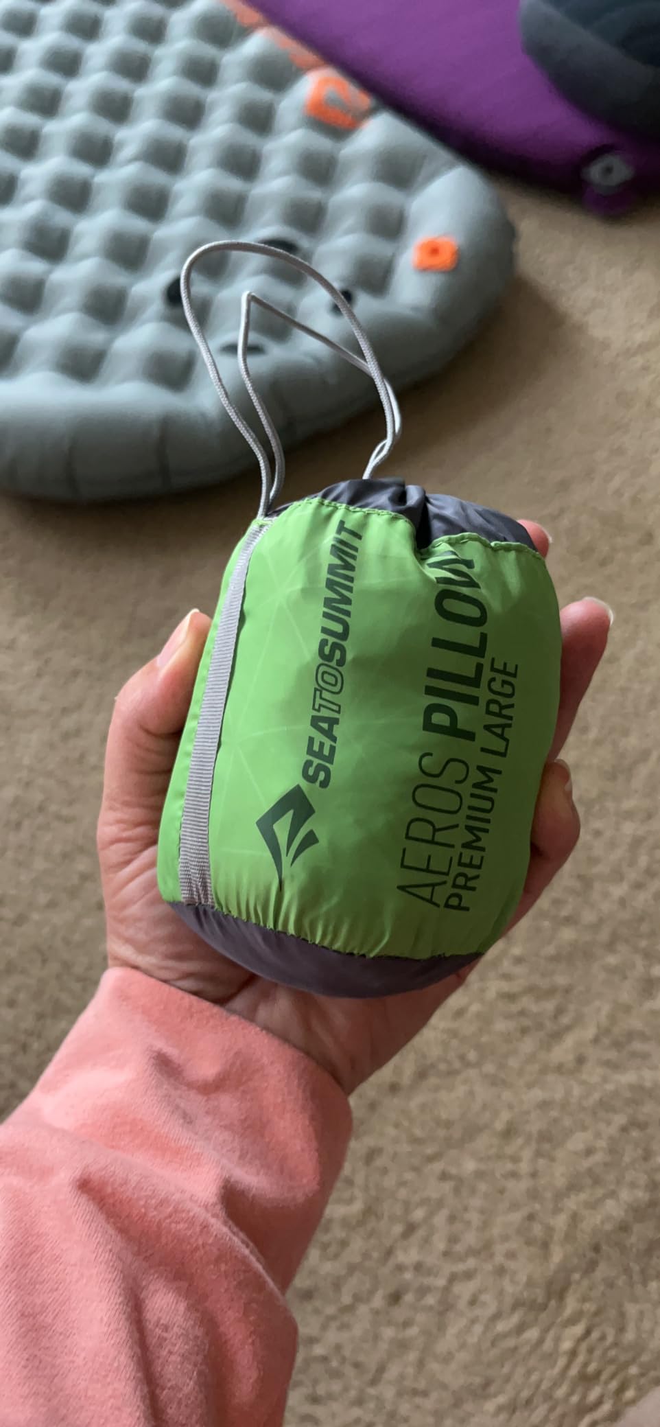 Aeros Premium Inflatable Travel Pillow, Regular, Lime customer photo 2