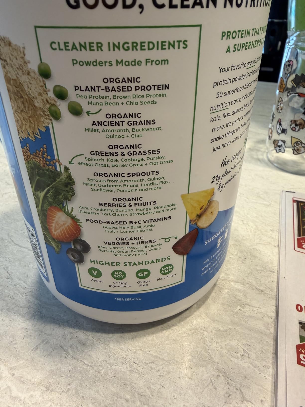 Orgain Organic Vegan Protein + 50 Superfoods Powder, Vanilla Bean - 21g Plant Based Protein, 8g Prebiotic Fiber, No Lactose Ingredients, Gluten Free, No Added Sugar, Non-GMO, 2.02 lb customer photo 1