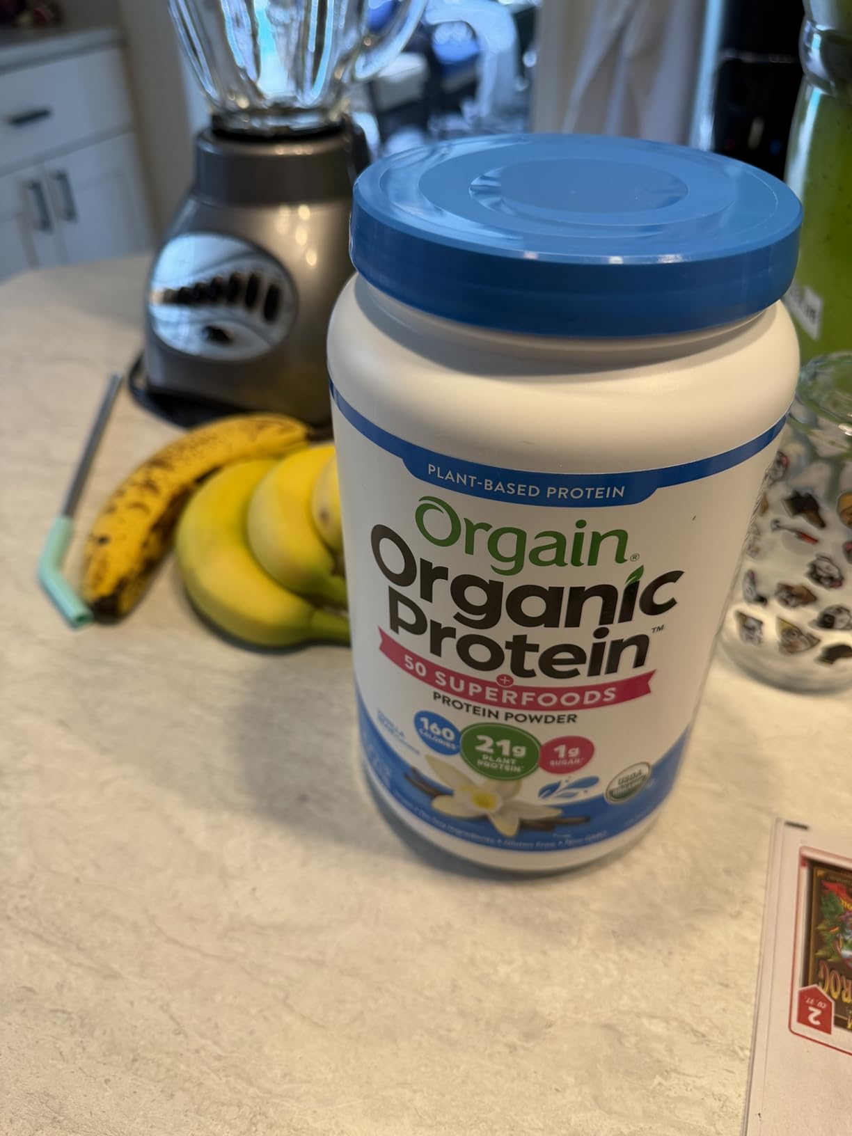 Orgain Organic Vegan Protein + 50 Superfoods Powder, Vanilla Bean - 21g Plant Based Protein, 8g Prebiotic Fiber, No Lactose Ingredients, Gluten Free, No Added Sugar, Non-GMO, 2.02 lb customer photo 2