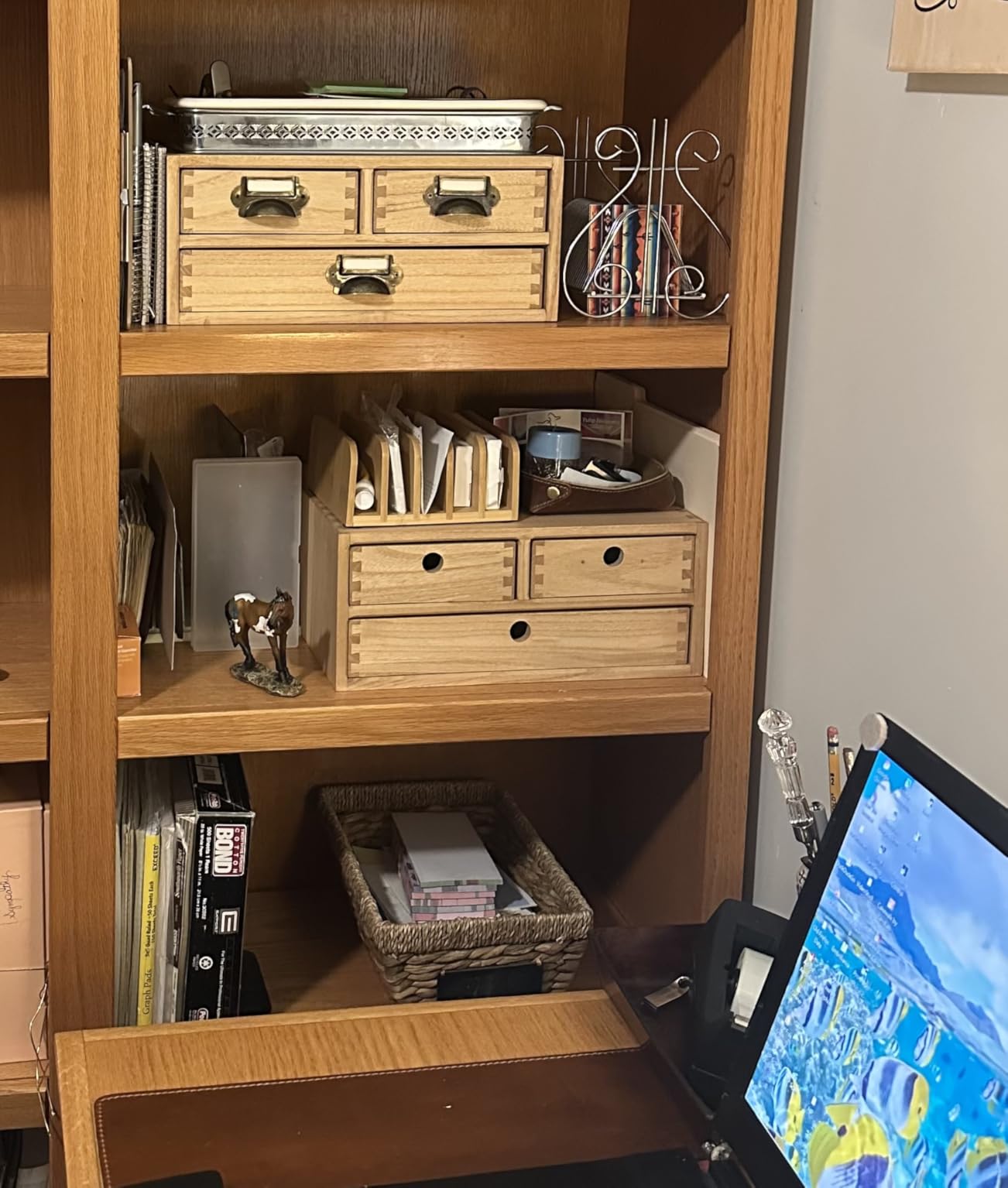 Kirigen Drak Wooden Office Storage Drawers Shallow Type - Desktop Filing Organization for Machine Printer Stand (BR, 2-Layer&2 Drawers) customer photo 1