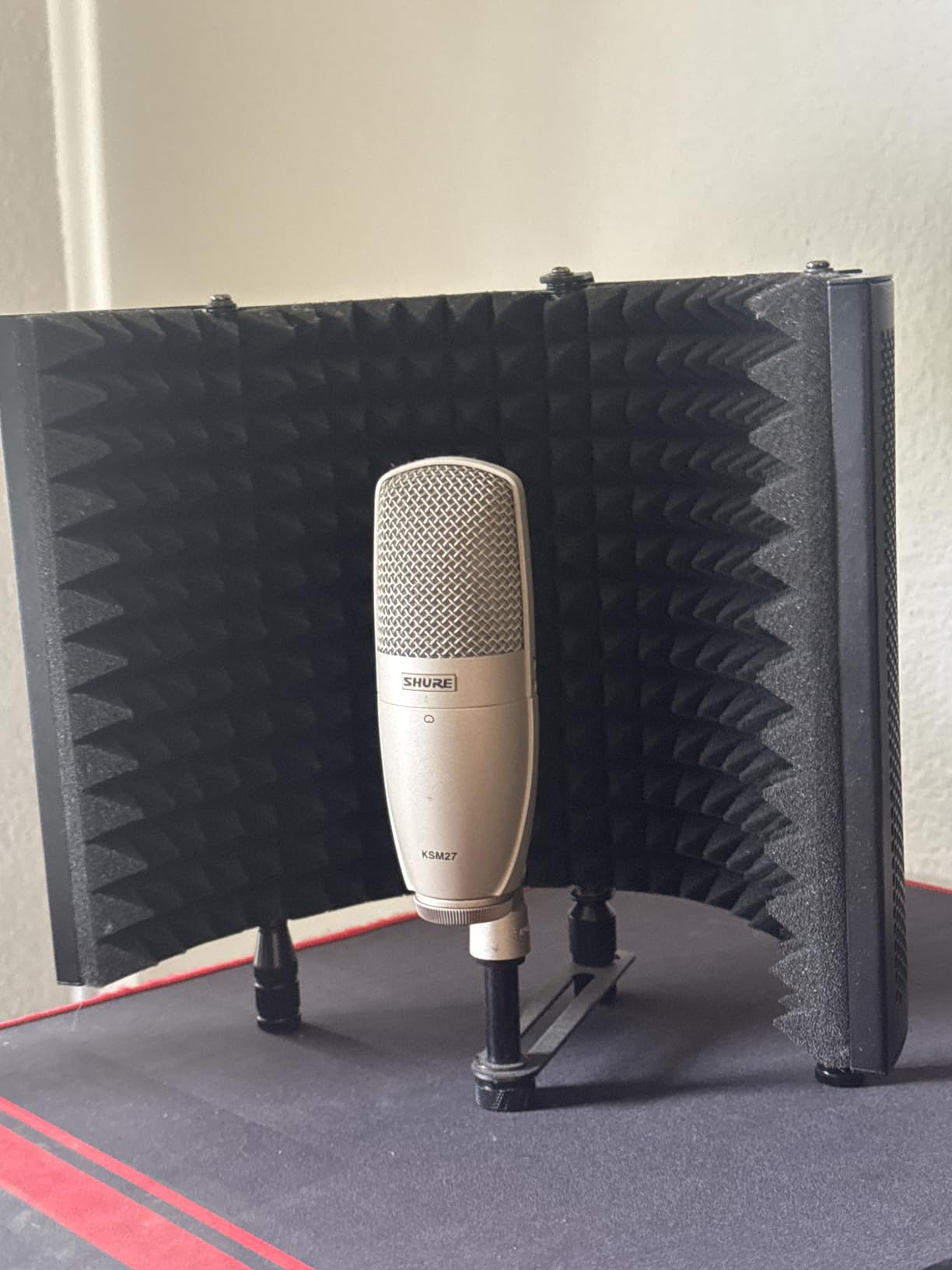 Aokeo Studio Recording Microphone Isolation Shield, Pop Filter. High density absorbent foam is used to filter vocal. Suitable for blue yeti and any condenser microphone recording equipment customer photo 1