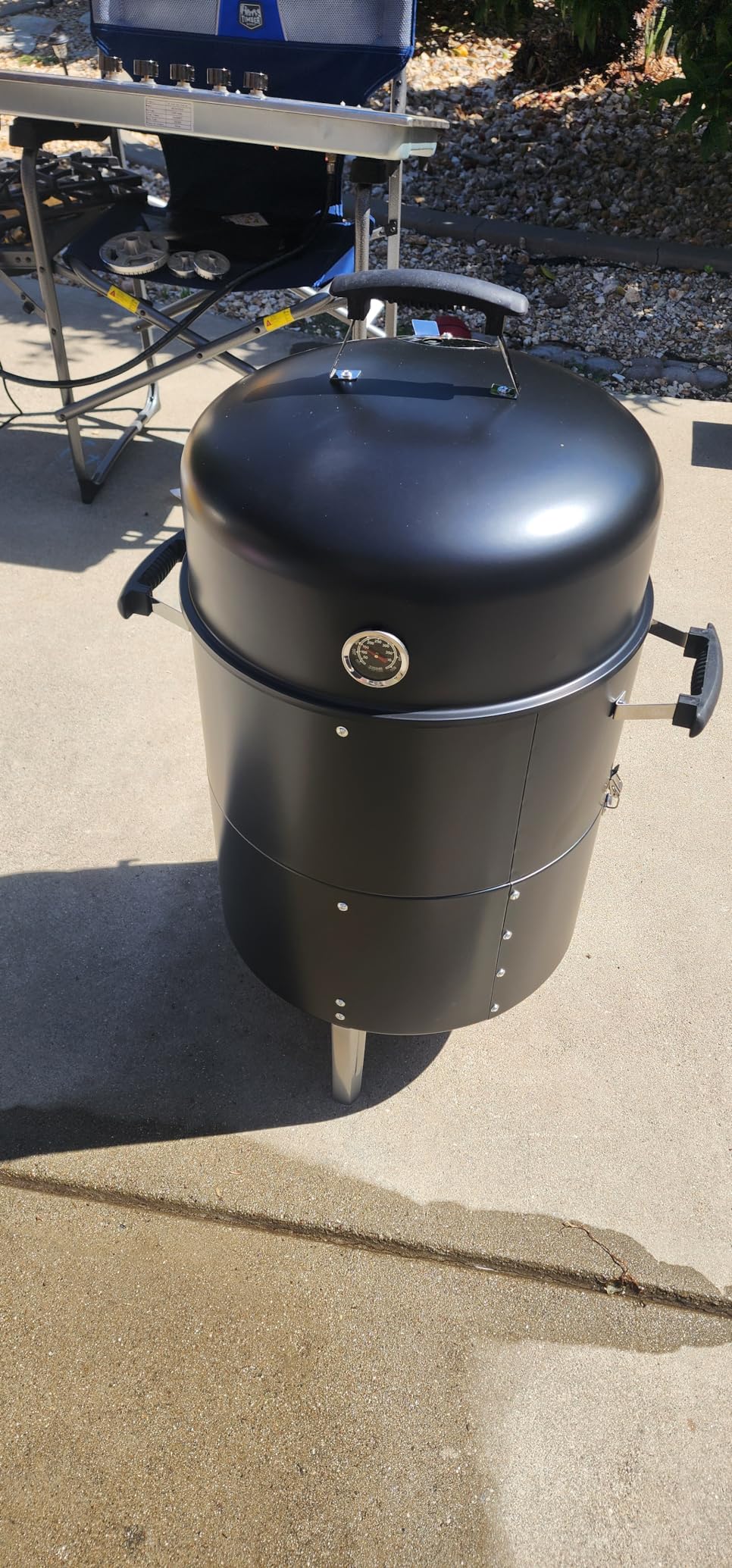 Realcook Vertical 17 Inch Steel Charcoal Smoker, Heavy Duty Round BBQ Grill for Outdoor Cooking, Black customer photo 2