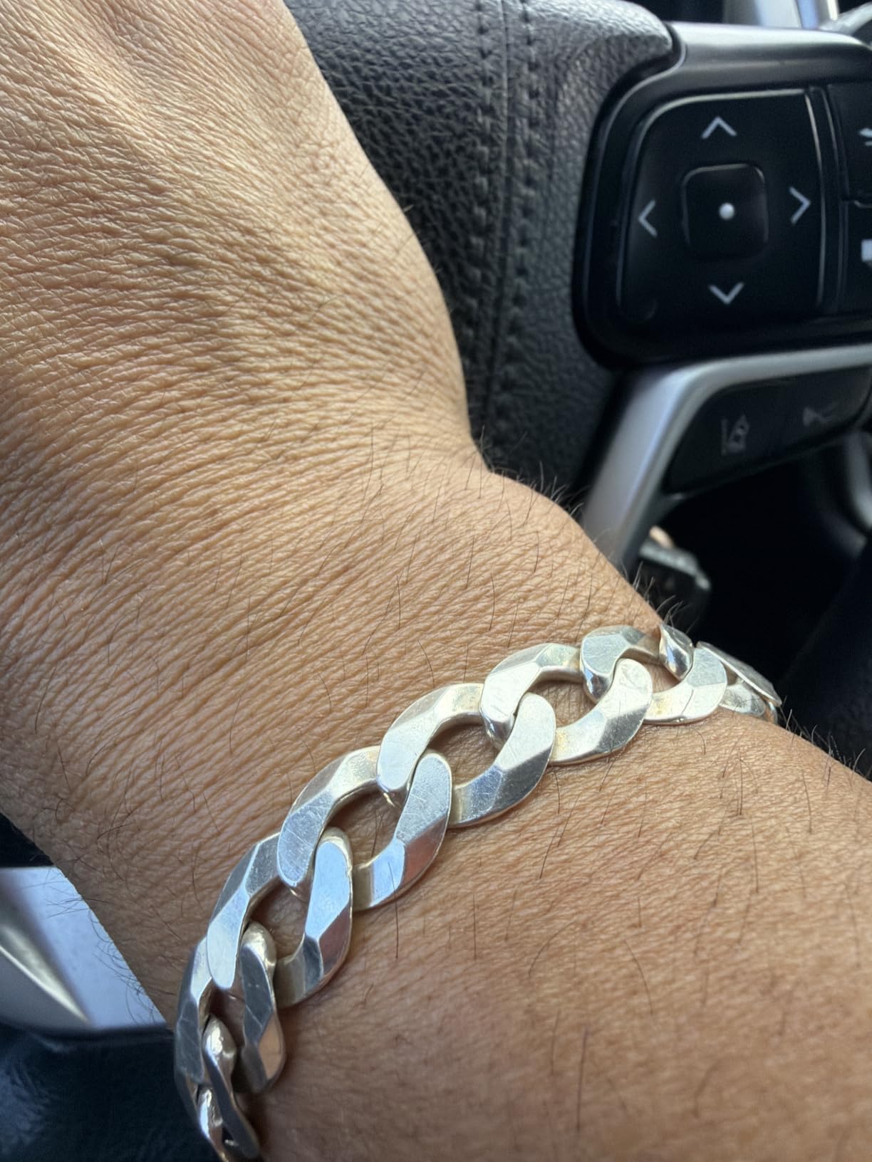 925 Sterling Silver Italian 12mm Solid Diamond-Cut Cuban Link Curb Chain Bracelet, Jewelry For Men Made in Italy customer photo 1